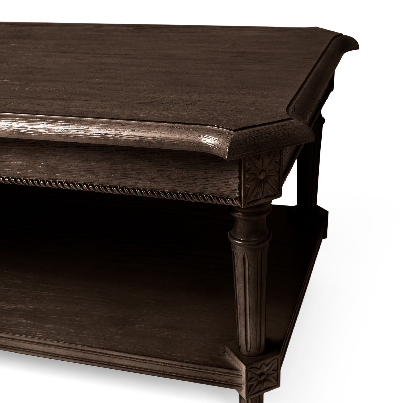 Pullman Traditional Rectangular Wooden Coffee Table in Antiqued Brown Finish in Accent Tables by Maven Lane