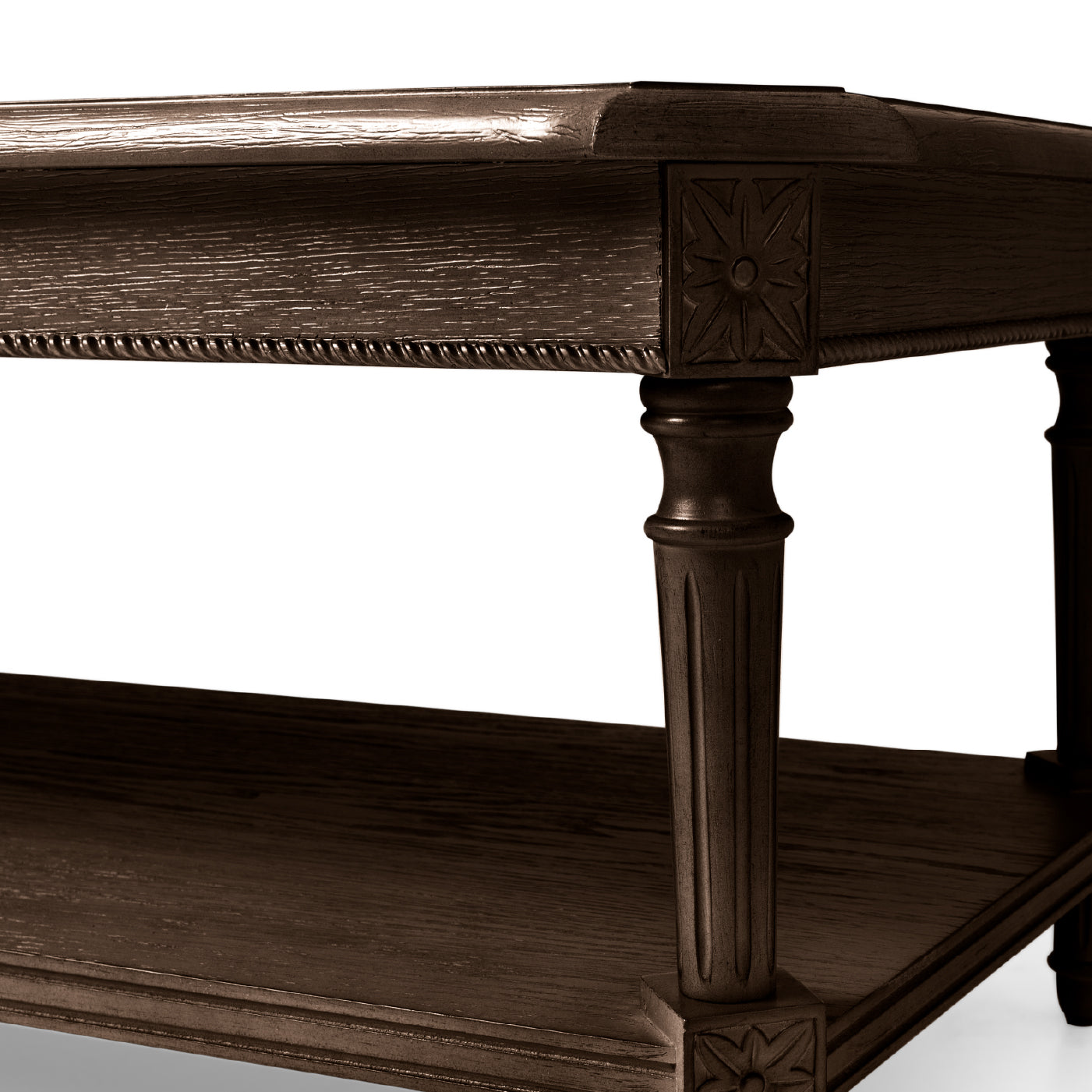 Pullman Traditional Rectangular Wooden Coffee Table in Antiqued Brown Finish in Accent Tables by Maven Lane