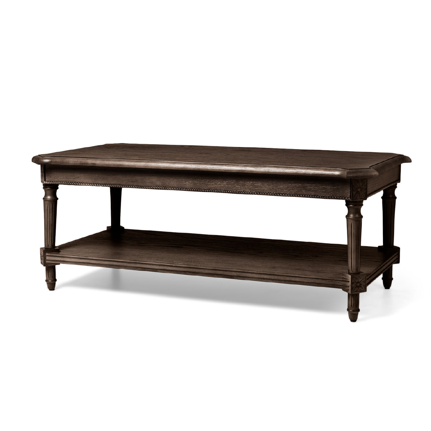 Pullman Traditional Rectangular Wooden Coffee Table in Antiqued Brown Finish in Accent Tables by Maven Lane