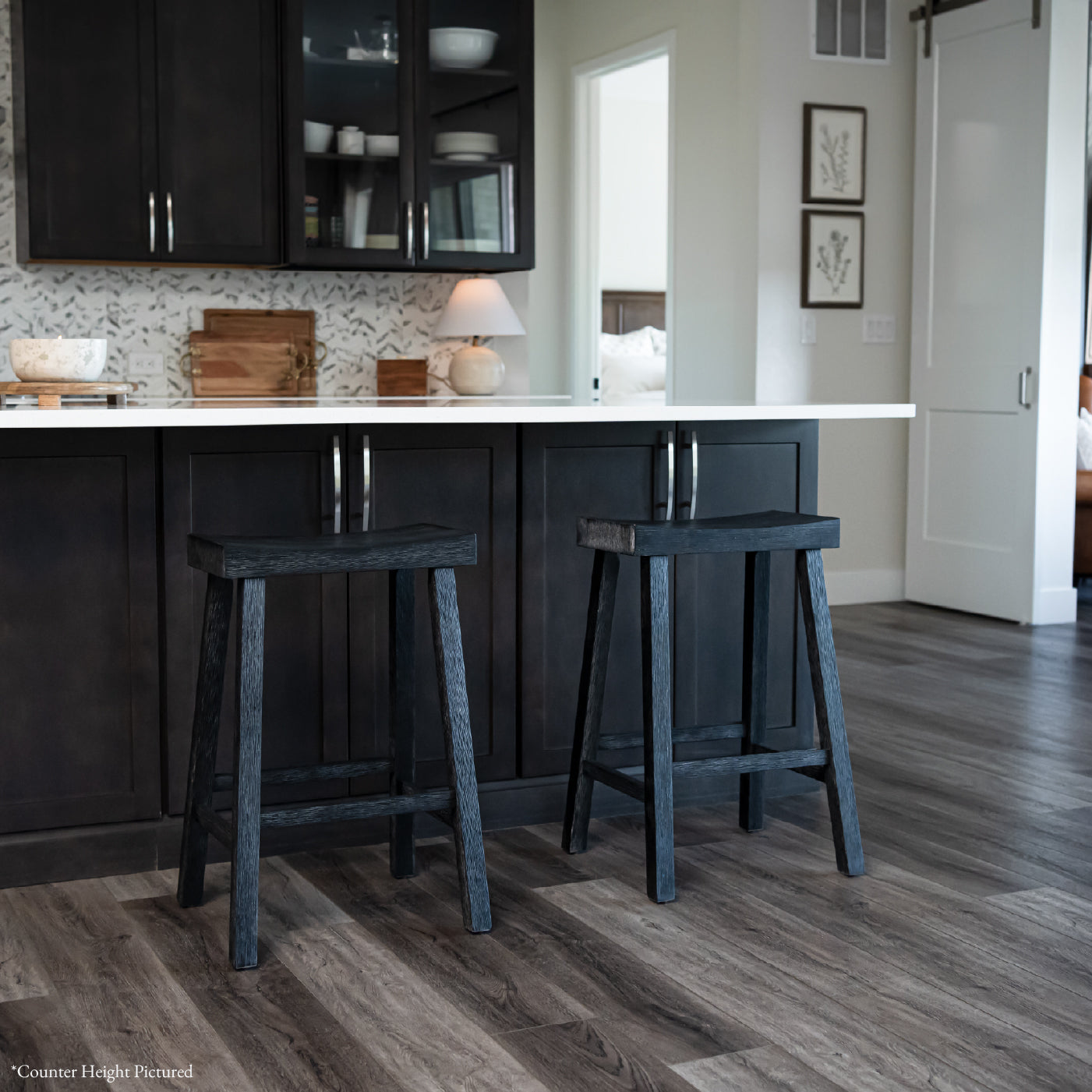 31" Vincent Barstool in Antiqued Black Finish in Stools by Maven Lane