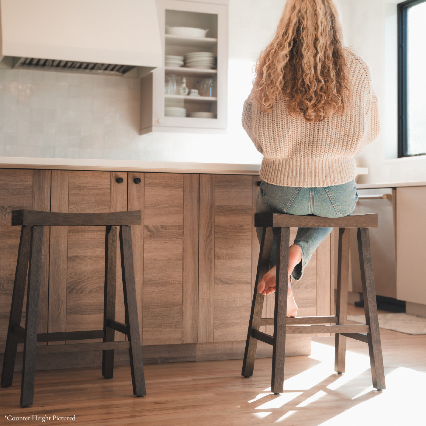 31" Vincent Barstool in Antiqued Brown Finish in Stools by Maven Lane