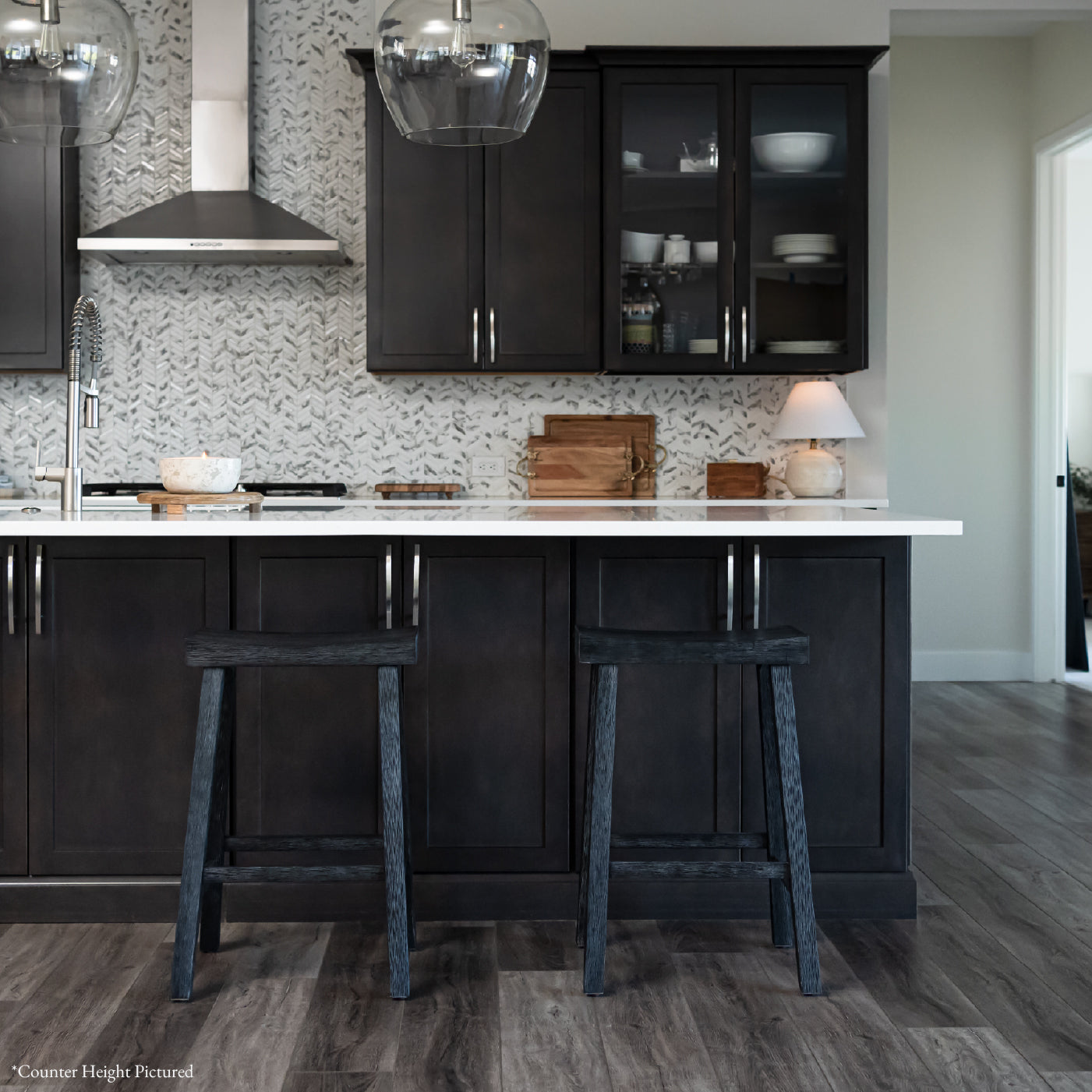 31" Vincent Barstool in Antiqued Black Finish in Stools by Maven Lane
