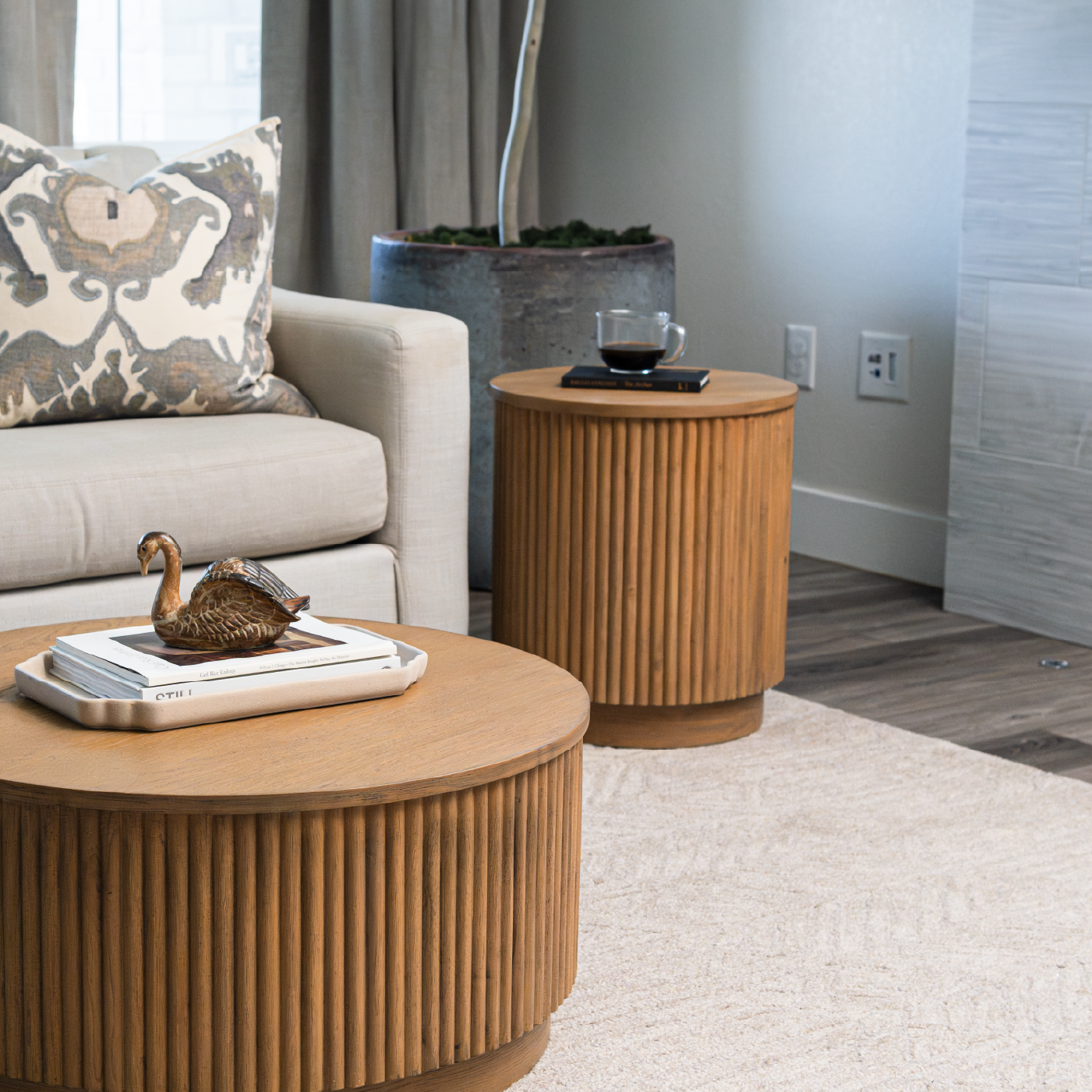 Dallas Round Side Table in Aged Natural in Side Table by Maven Lane