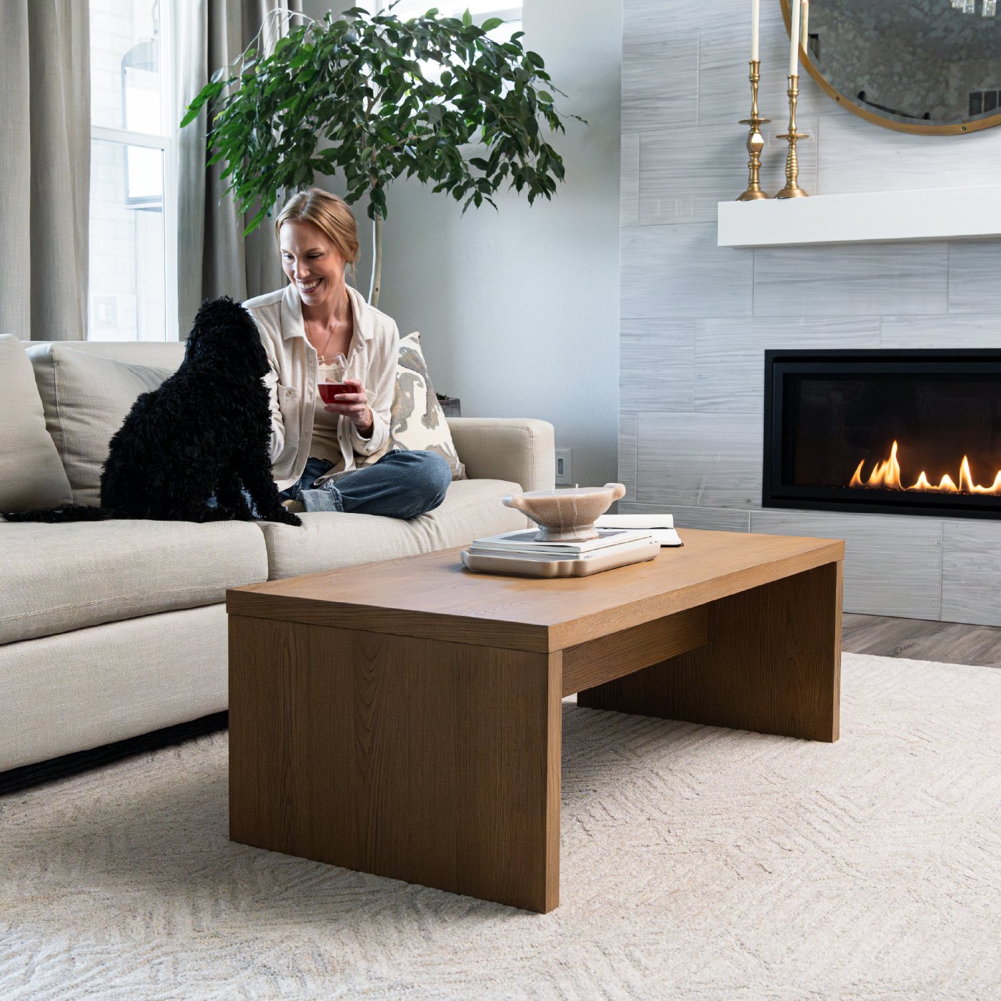 Zeno Rectangular Coffee Table in Aged Natural in Coffee Table by Maven Lane