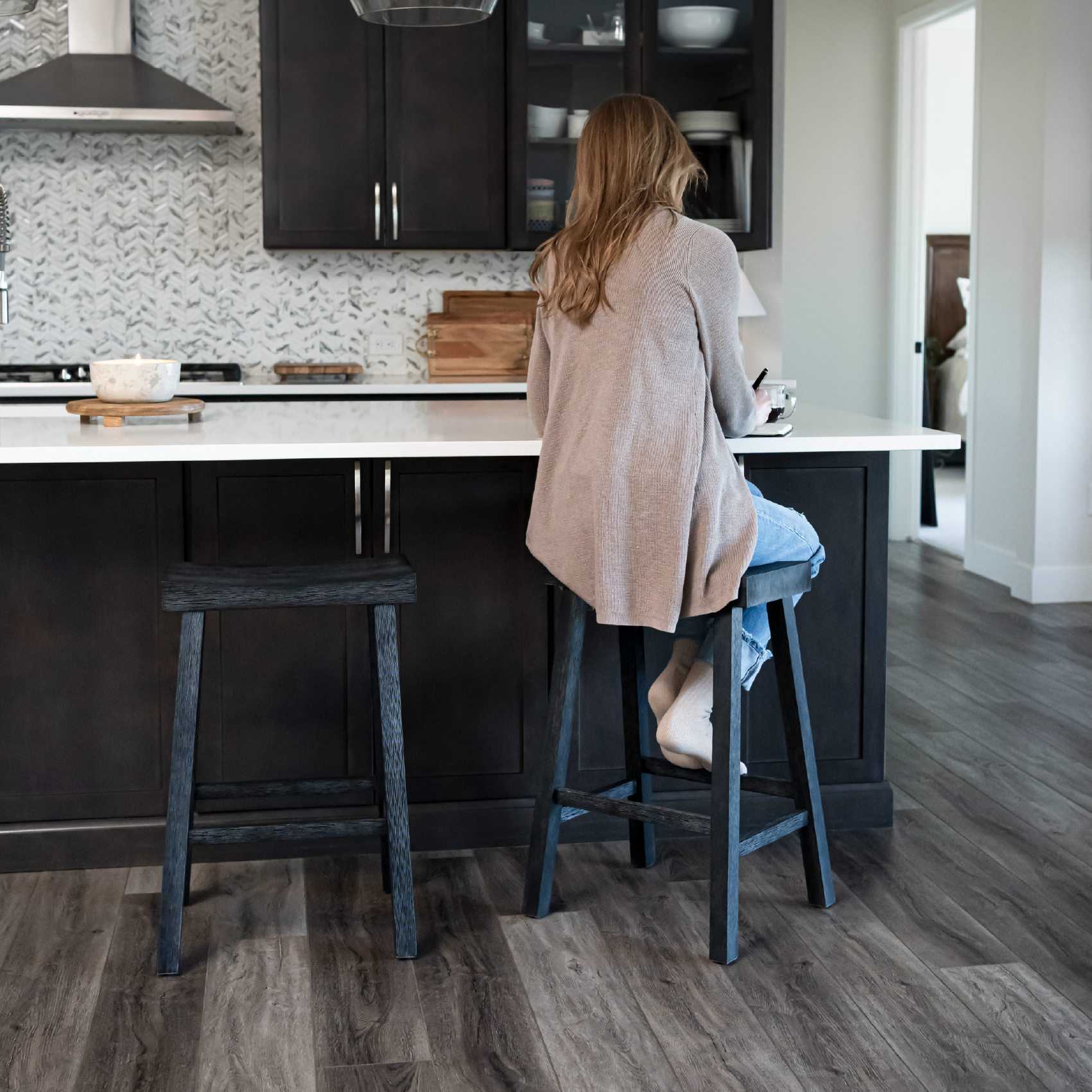 27" Vincent counter height kitchen stool - antiqued black finish in Stools by Maven Lane