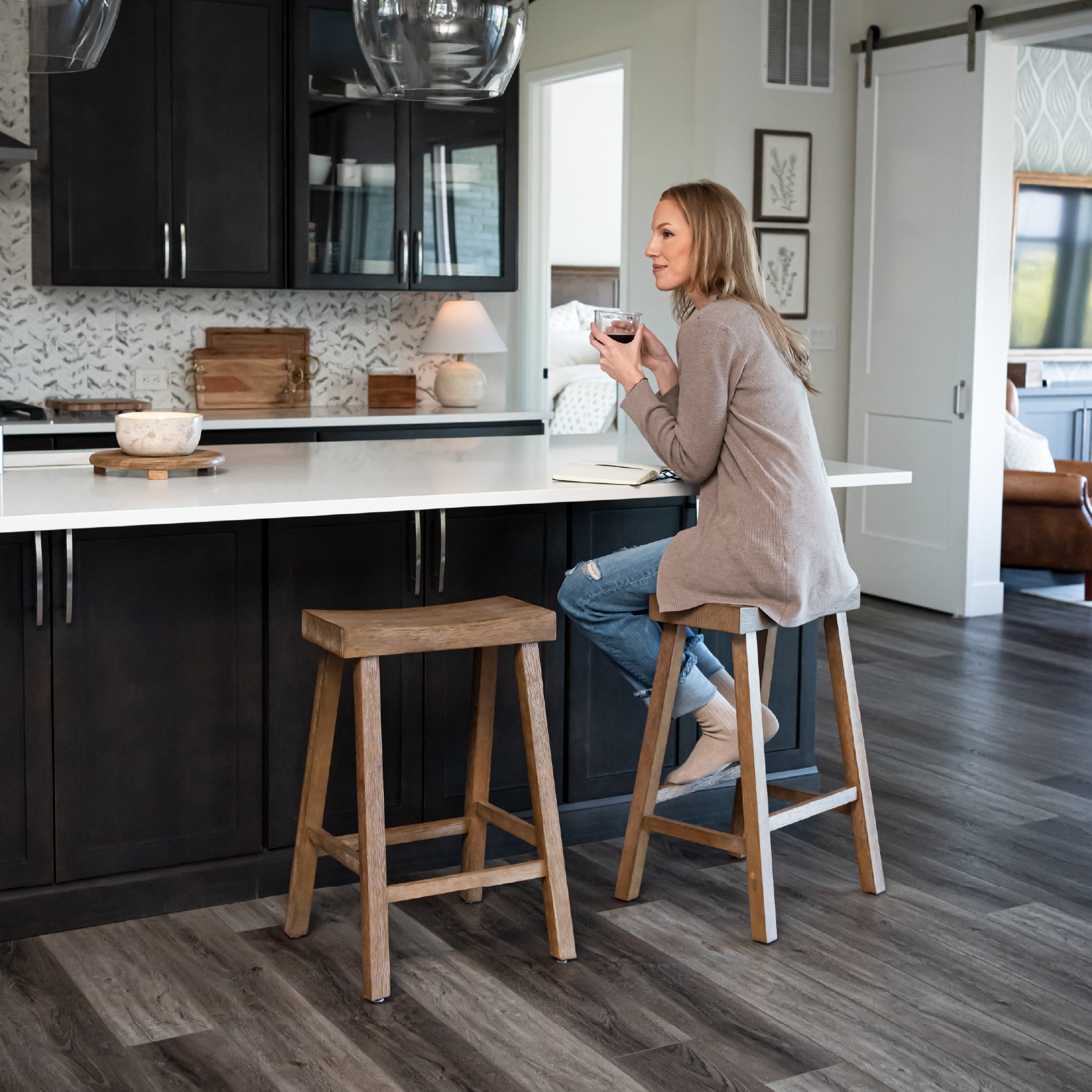 27" Vincent counter height kitchen stool - antiqued natural finish in Stools by Maven Lane