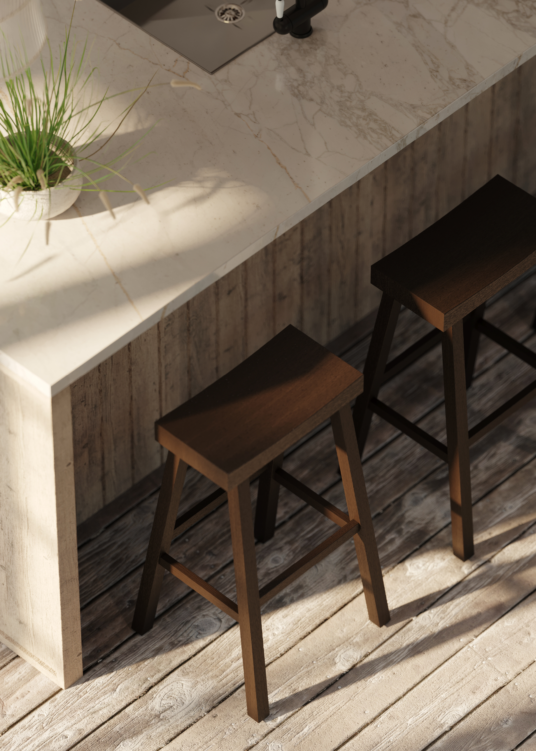 Vincent Bar Stool in Antiqued Brown Finish in Stools by Maven Lane