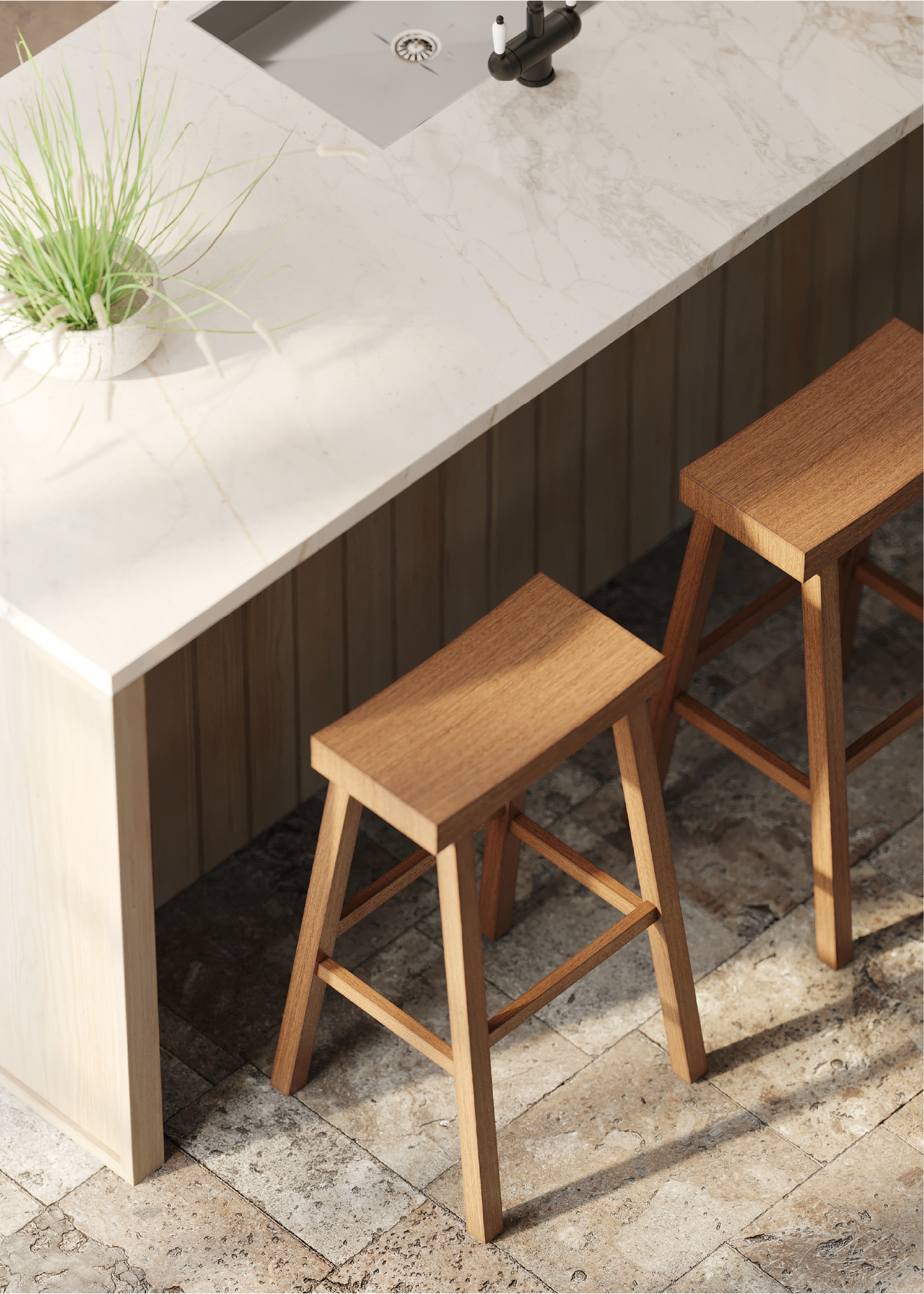 Vincent Bar Stool in Antiqued Natural Finish in Stools by Maven Lane