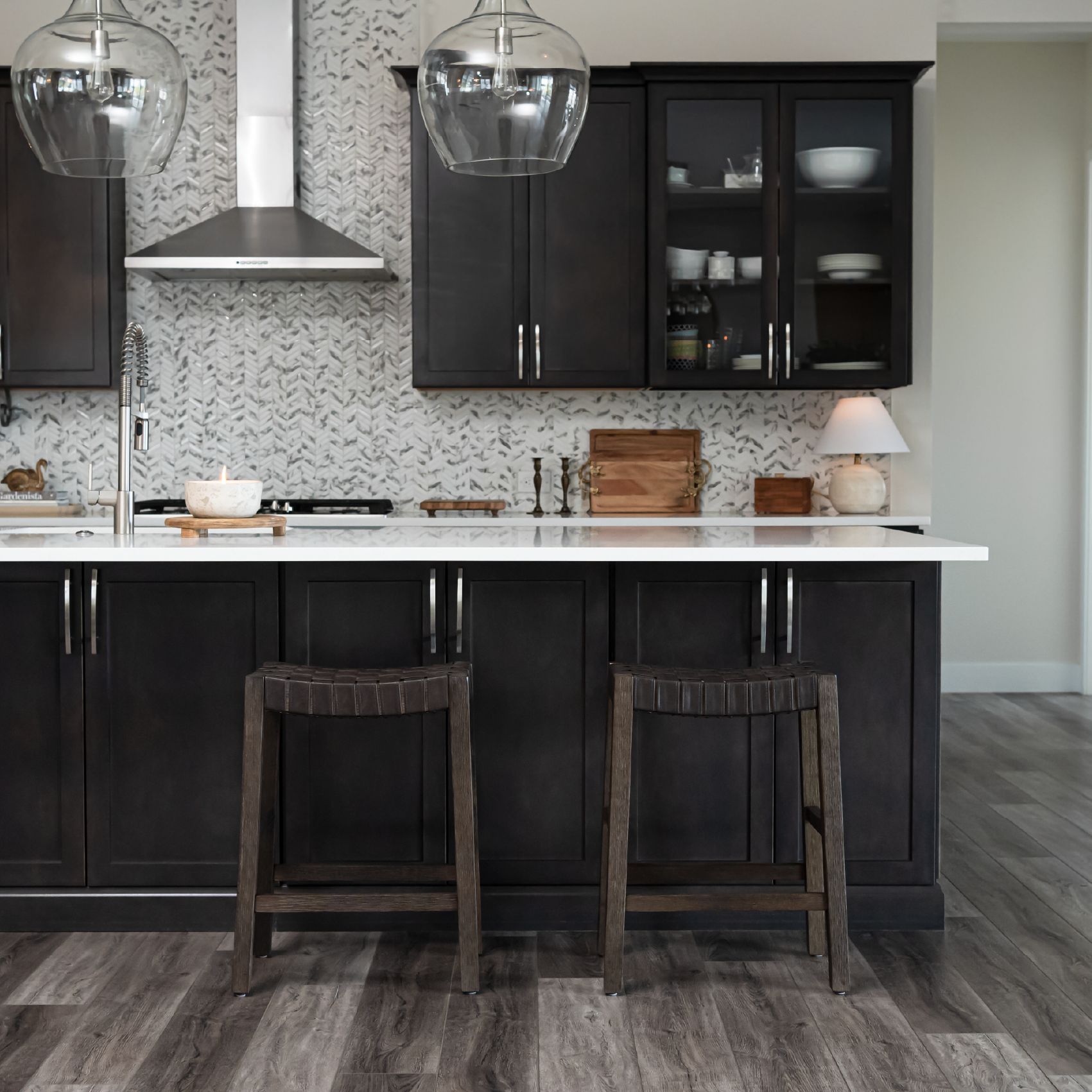 26" Emerson counter height kitchen stool - weathered brown wood finish with marksman saddle vegan leather in Stools by Maven Lane