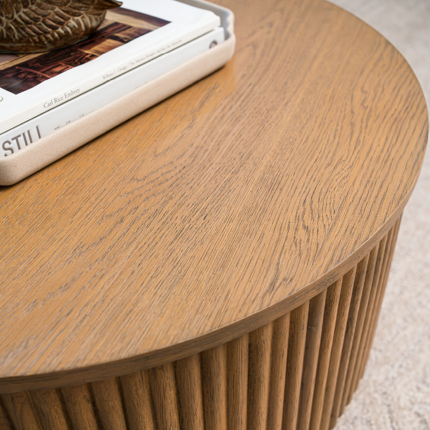 Dallas Round Coffee Table in Aged Natural in Coffee Table by Maven Lane