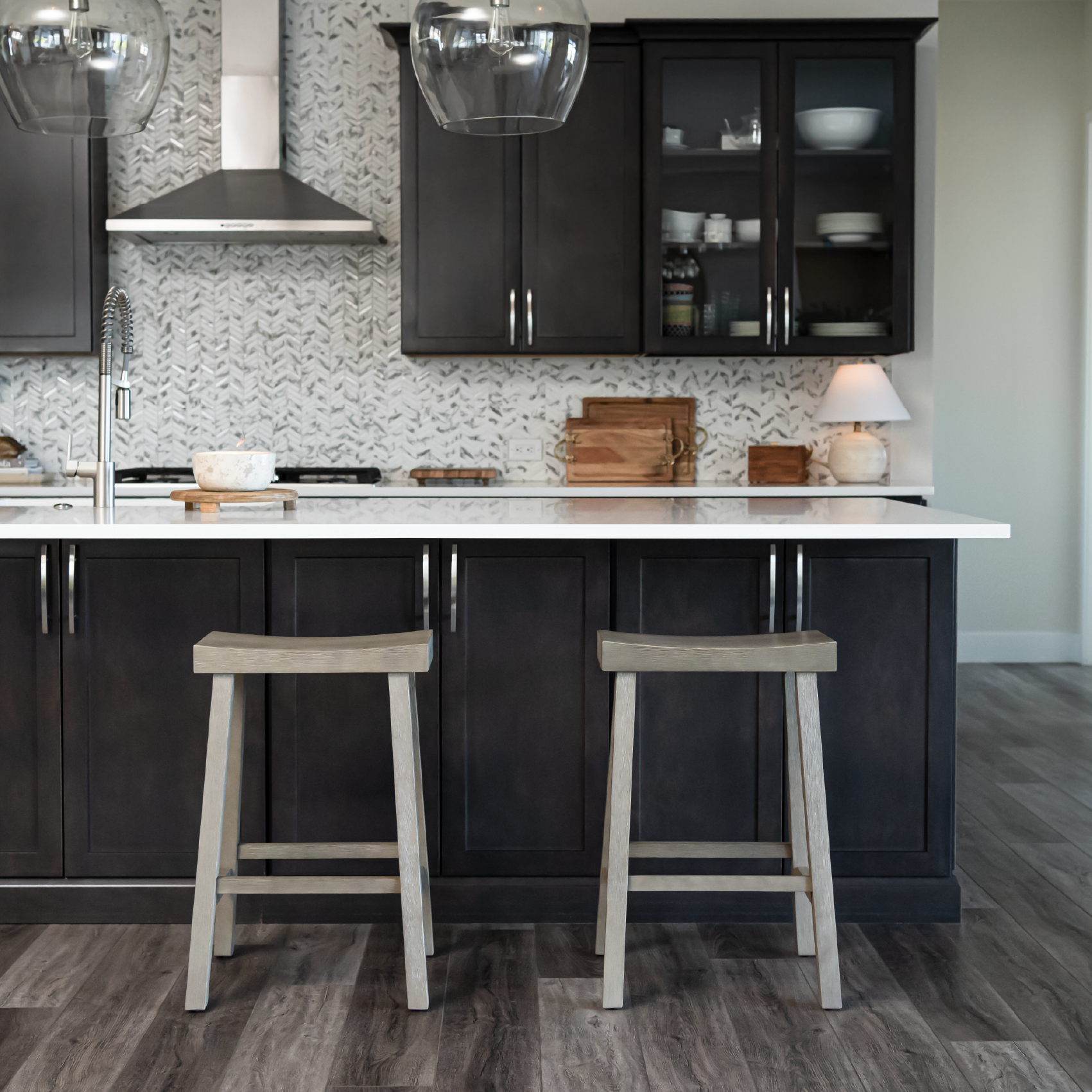 27" Vincent counter height kitchen stool - antiqued grey finish in Stools by Maven Lane