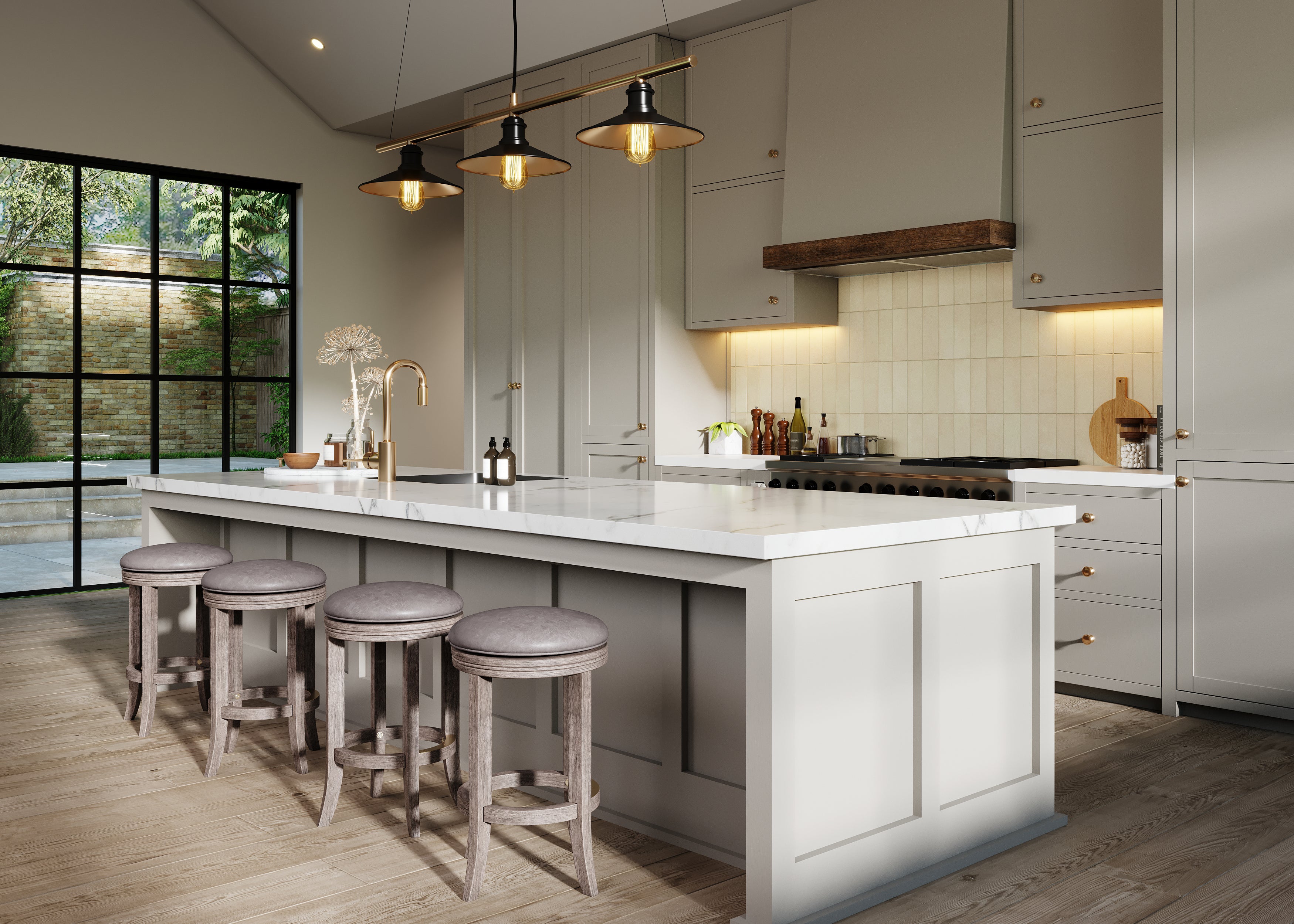 Eva Swivel Counter Height Kitchen Stool - Reclaimed Oak Finish with Ronan Stone Vegan Leather in Stools by Maven Lane