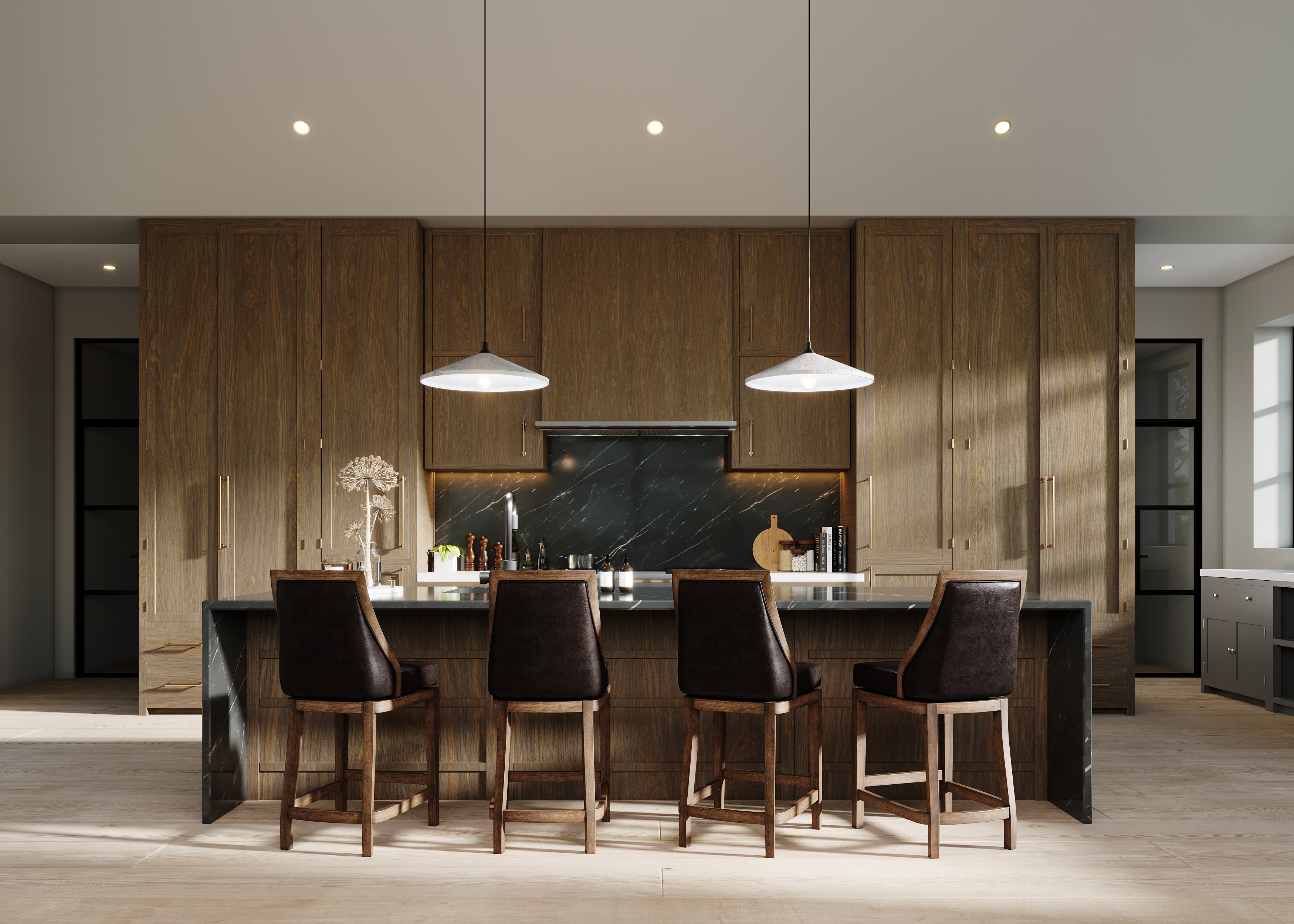 Vienna Swivel Counter Height Kitchen Stool - Walnut Finish with Marksman Saddle Vegan Leather in Stools by Maven Lane