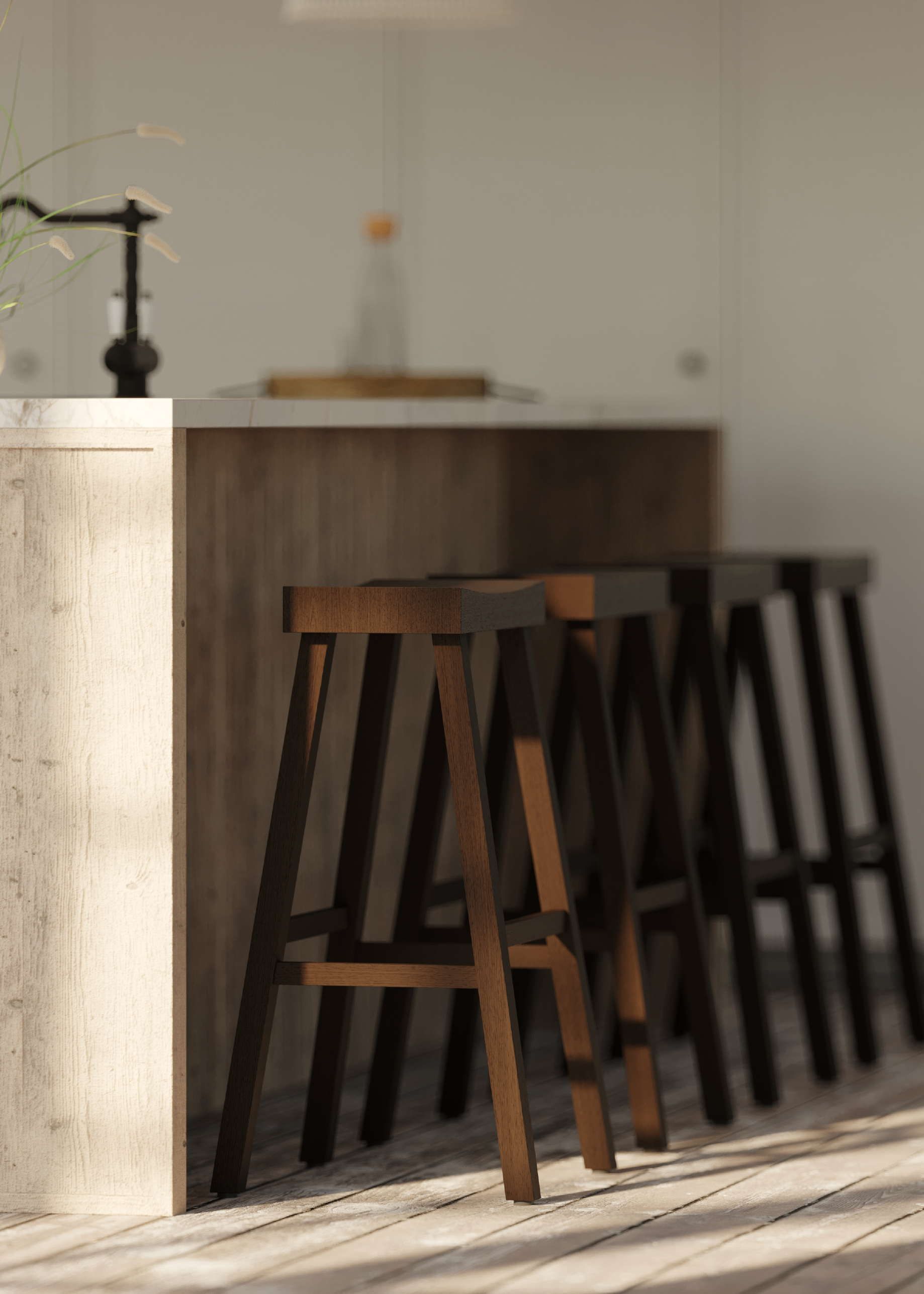 Vincent Bar Stool in Antiqued Brown Finish in Stools by Maven Lane