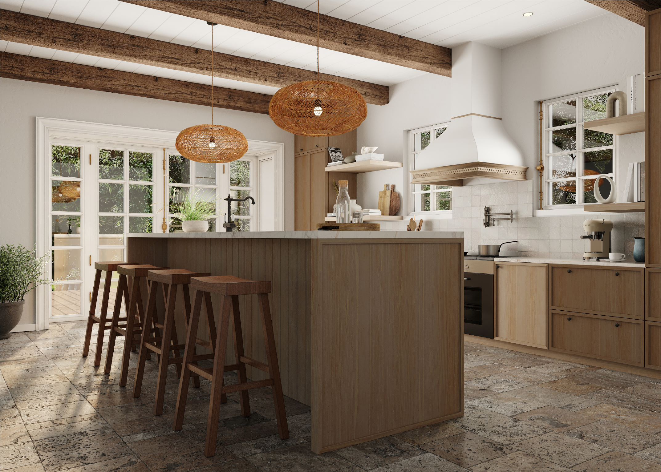 Vincent Bar Stool in Antiqued Natural Finish in Stools by Maven Lane