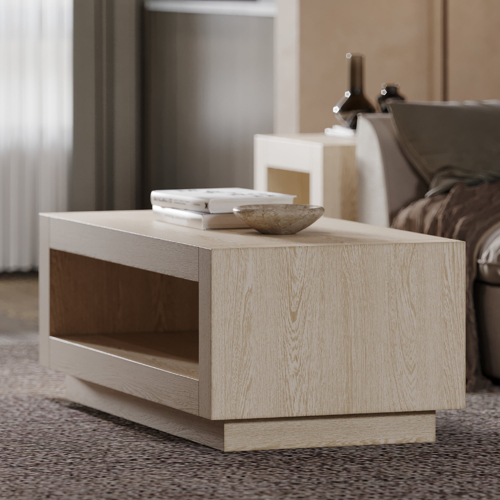 Artemis Contemporary Wooden Coffee Table in Refined White Finish in Accent Tables by Maven Lane