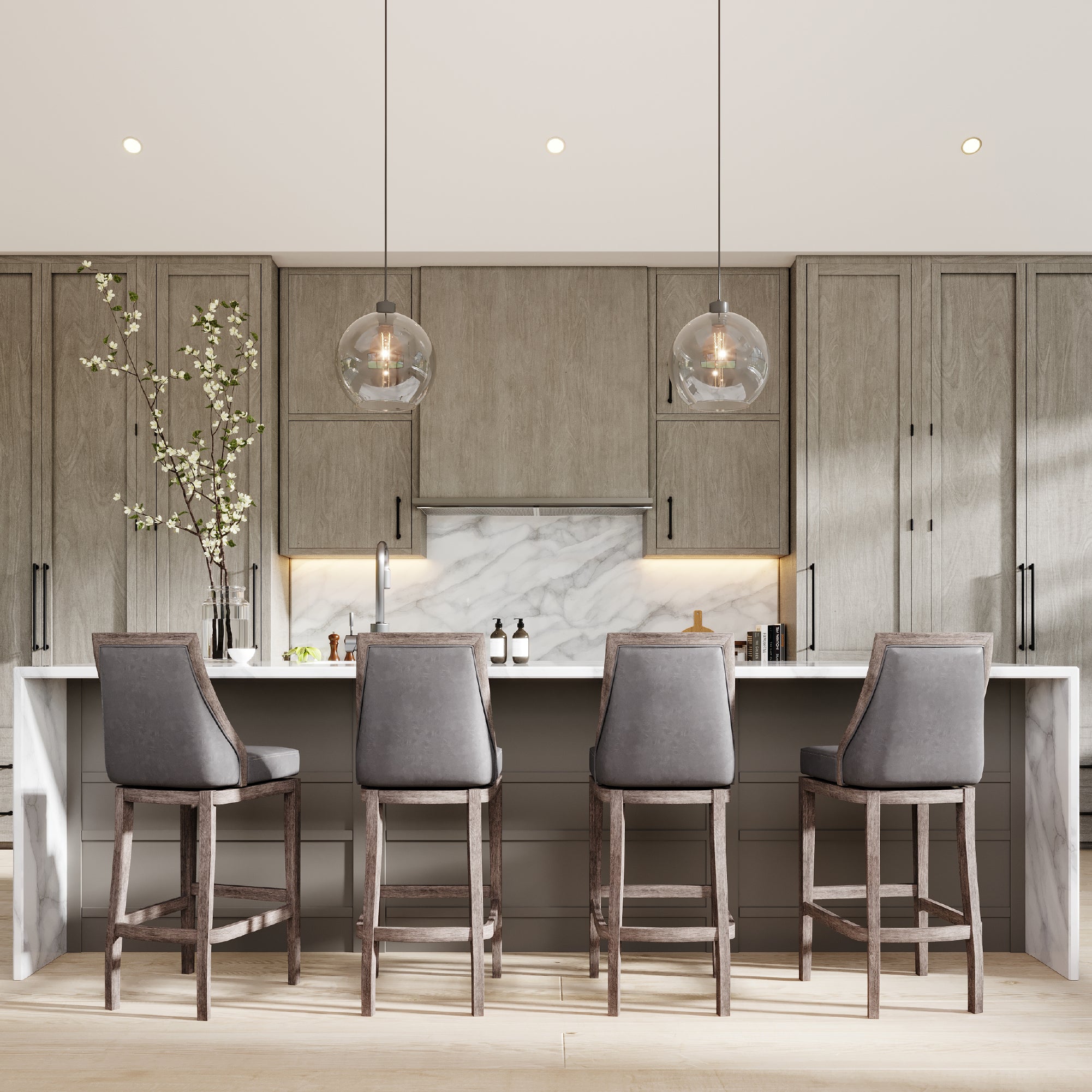 31" Vienna Bar Stool In Reclaimed Oak Finish With Ronan Stone Vegan Leather in Maven Lane by Maven Lane