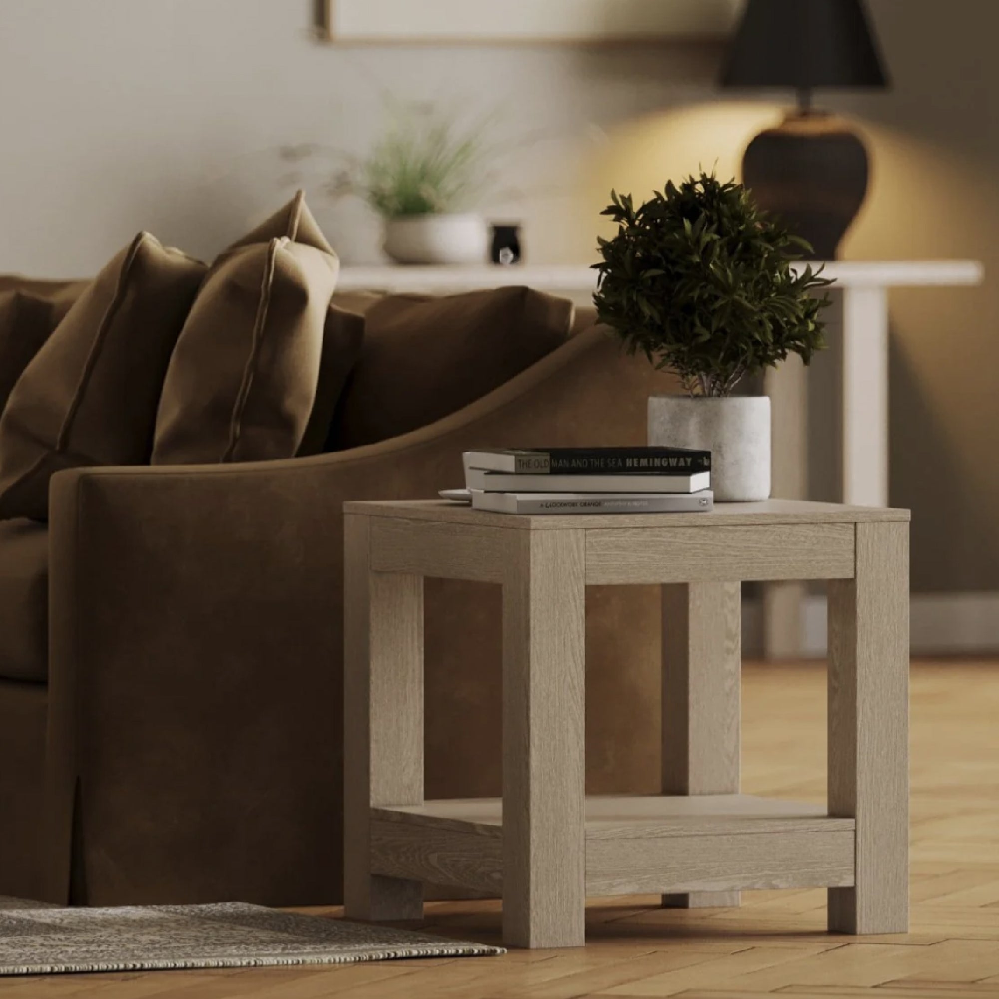 Paulo Wooden Side Table In Weathered Grey Finish in Maven Lane by Maven Lane