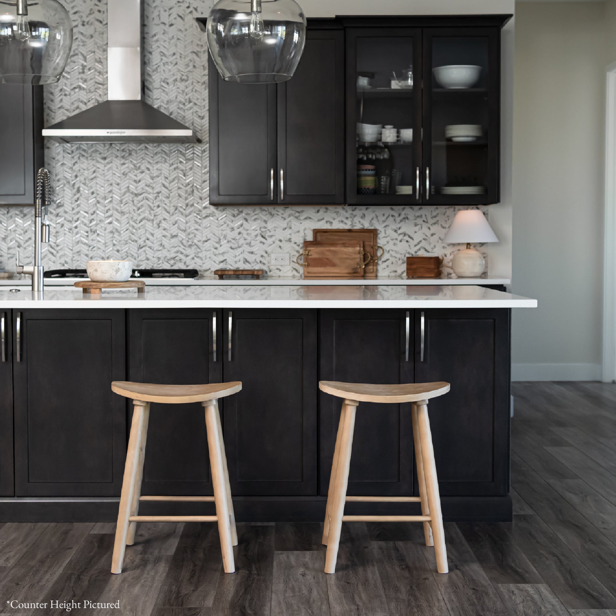 30" Luna Bar Stool in Oak Wood Finish in Stools by Maven Lane