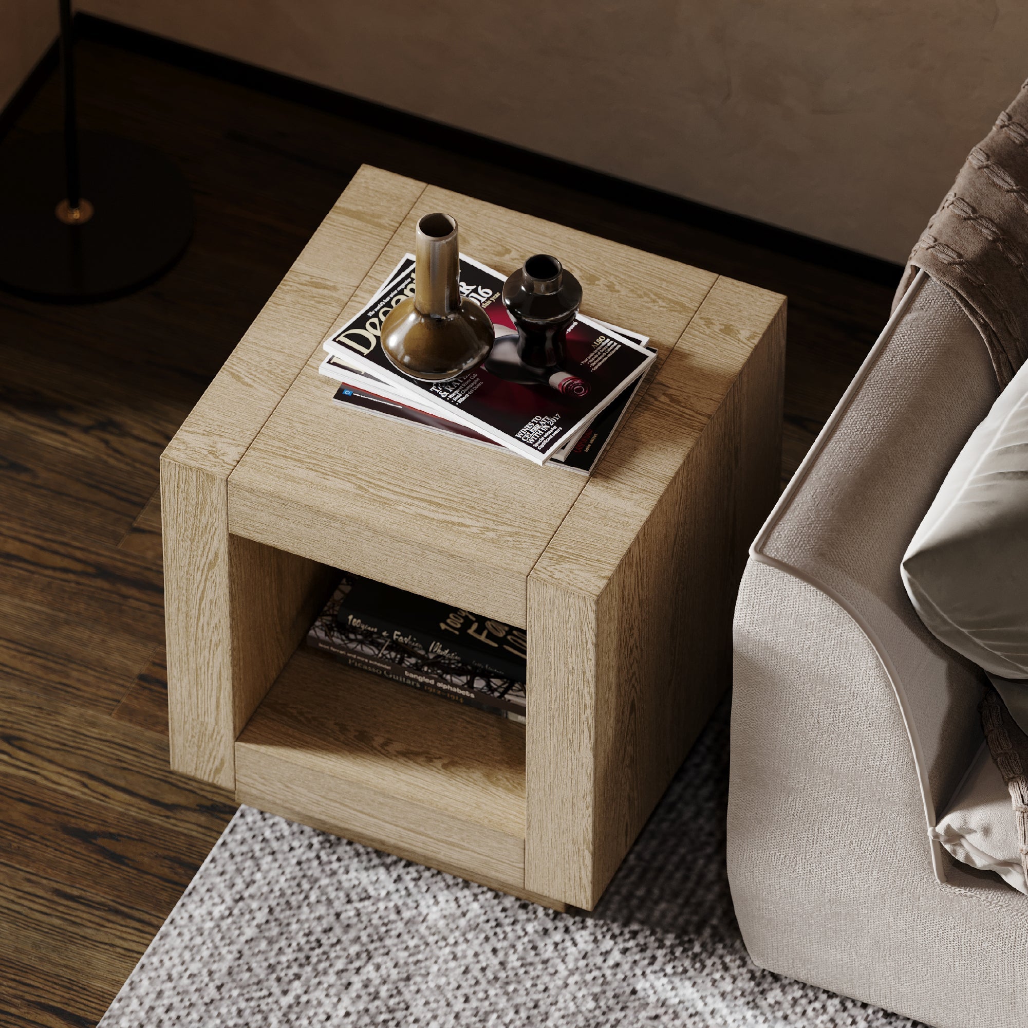 Artemis Contemporary Wooden Side Table in Refined Grey Finish in Side Table by Maven Lane