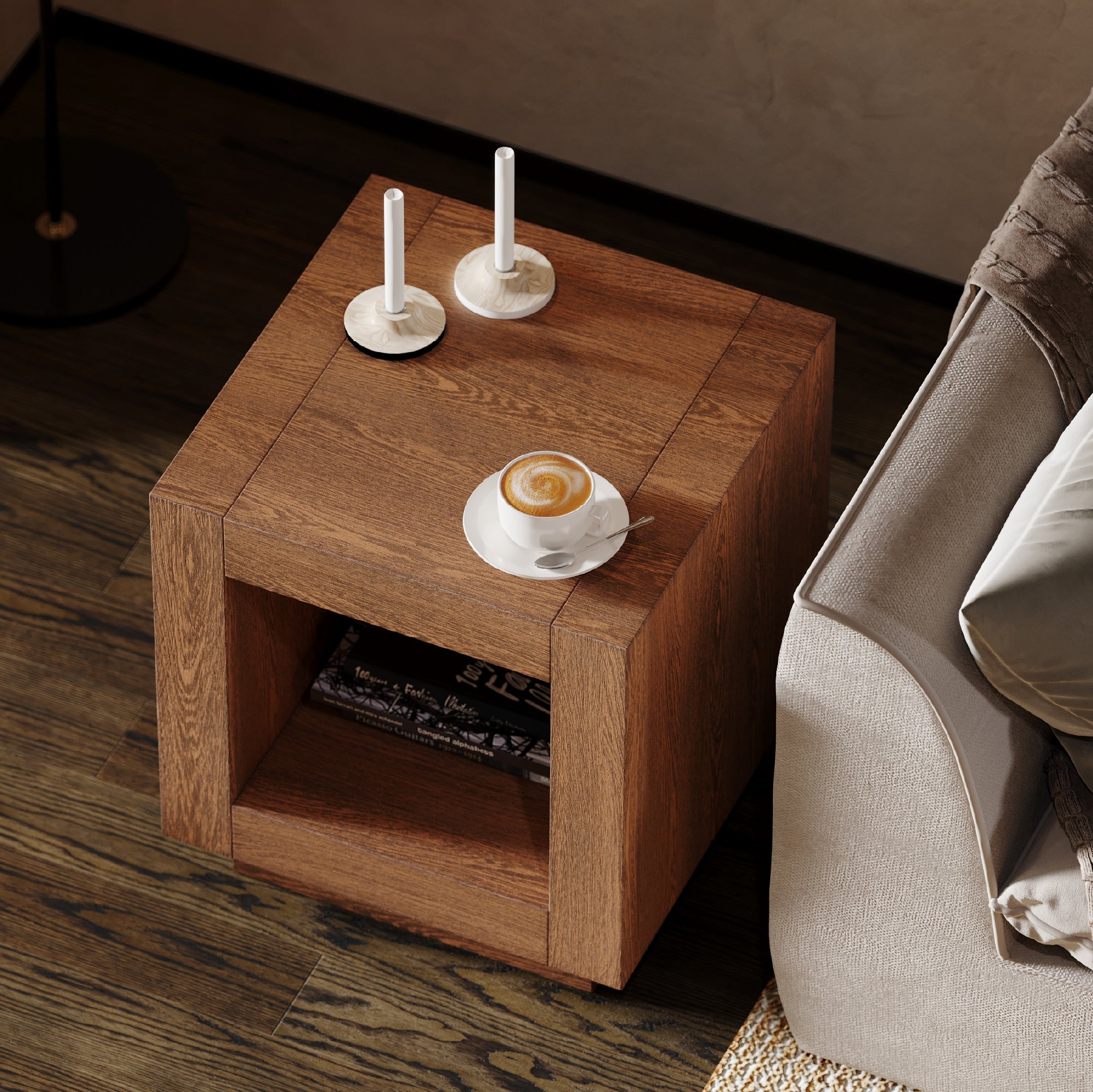 Artemis Contemporary Wooden Side Table In Refined Brown Finish in Maven Lane by Maven Lane