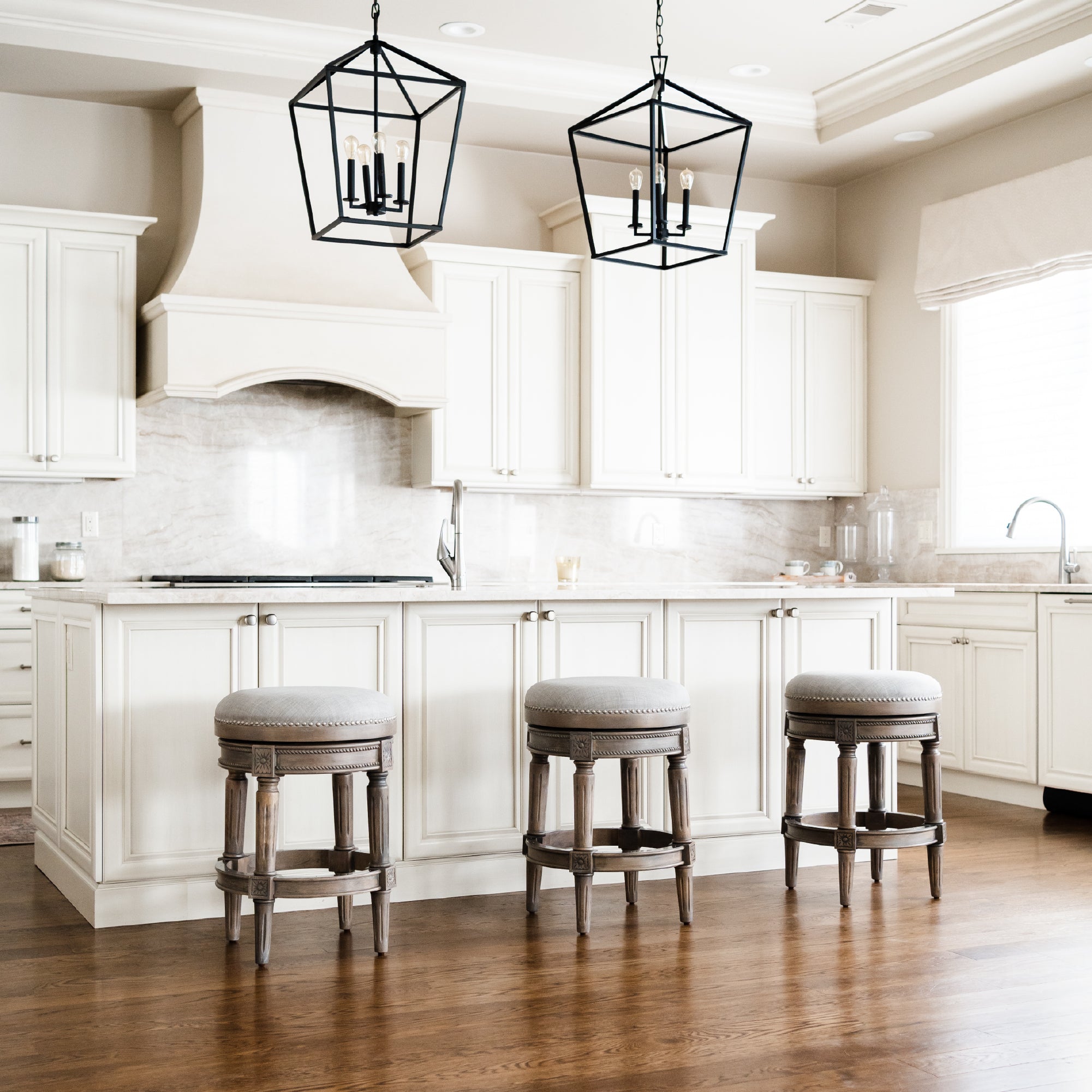 26" Pullman Backless Counter Stool in Reclaimed Oak Finish with Ash Grey Fabric Upholstery in Stools by Maven Lane