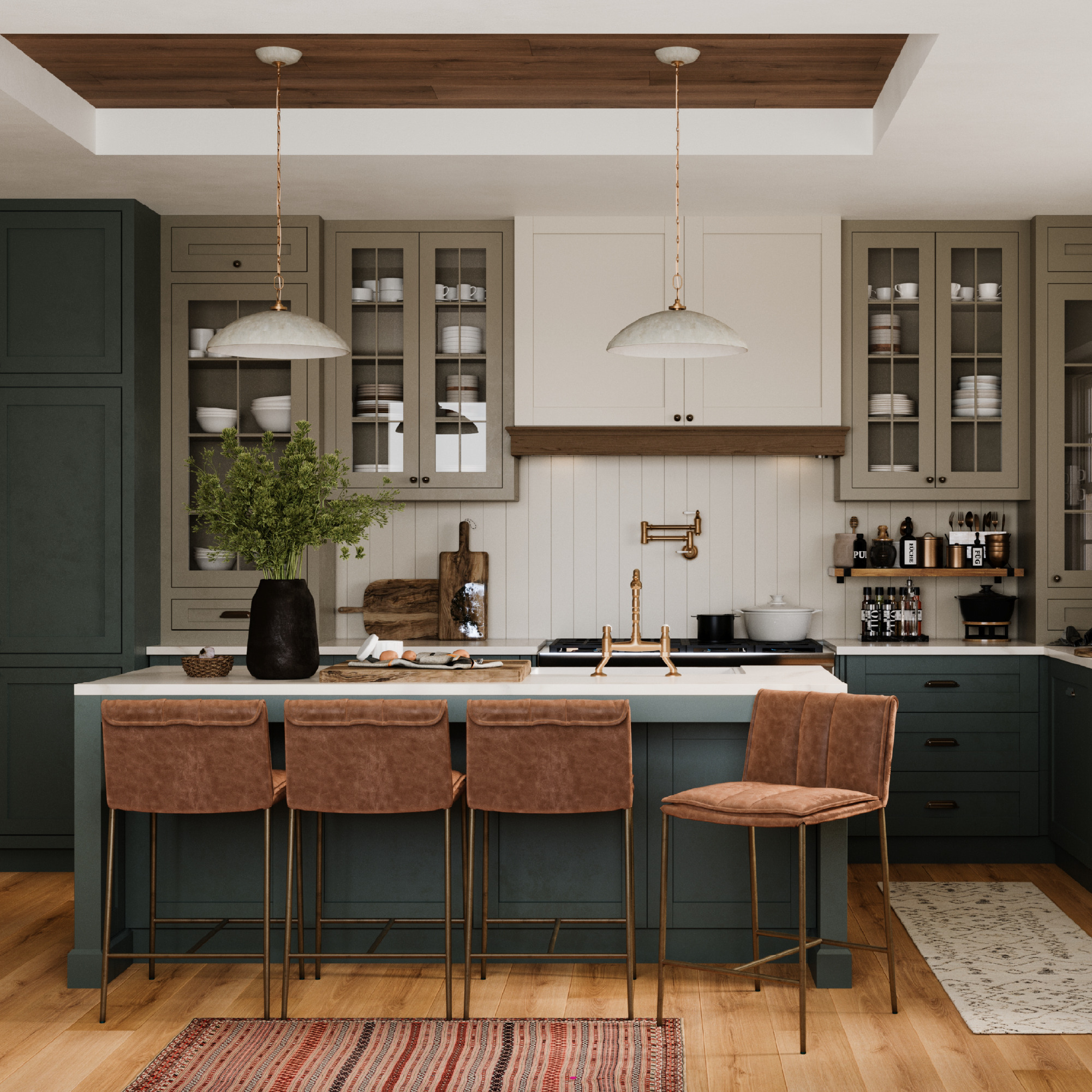 25" Gerard Counter Stool in Antique Brass Finish with Cocoa Brown Vegan Leather in Stools by Maven Lane