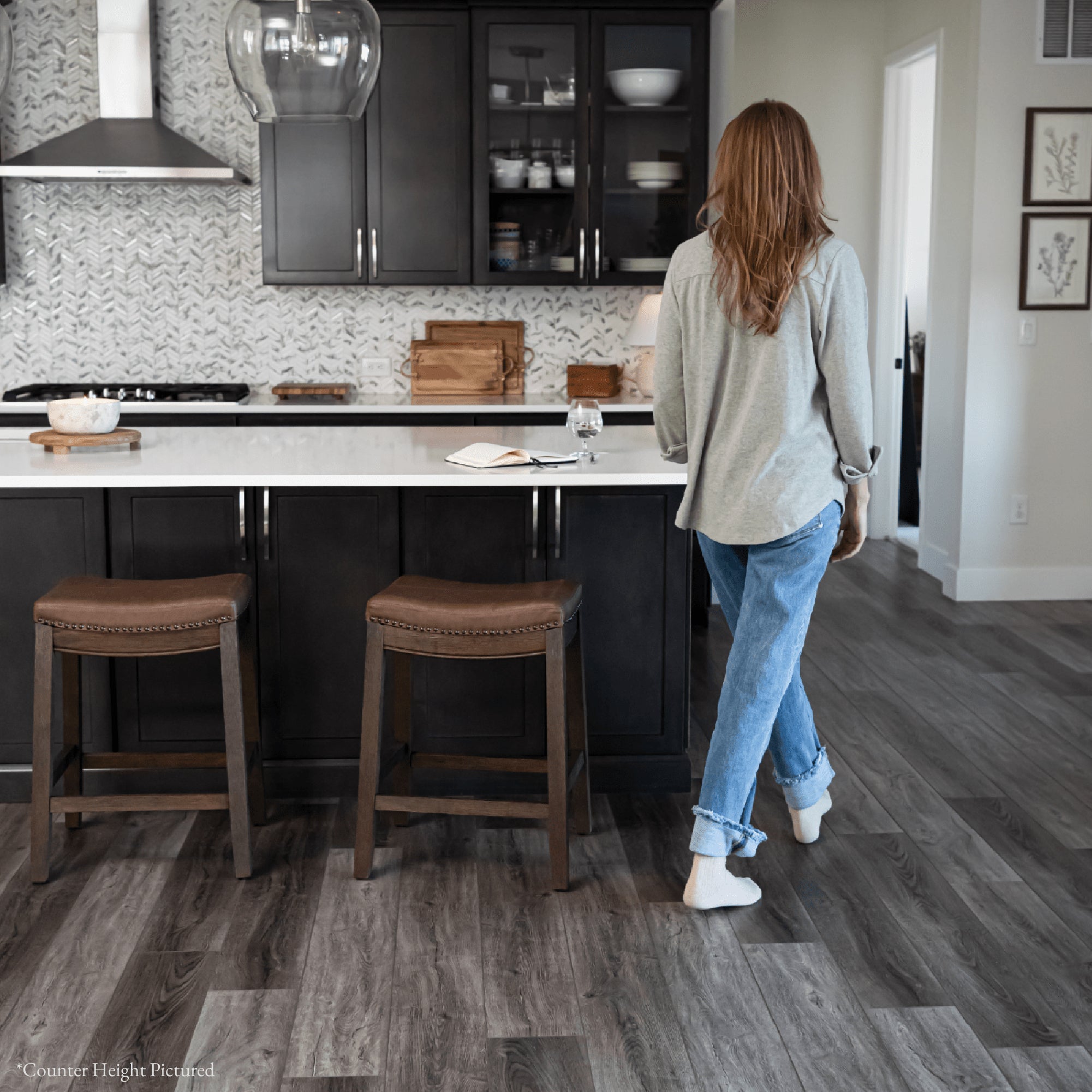 31" Sophia Bar Stool in Brown Finish with Brown Faux Leather in Stools by Maven Lane