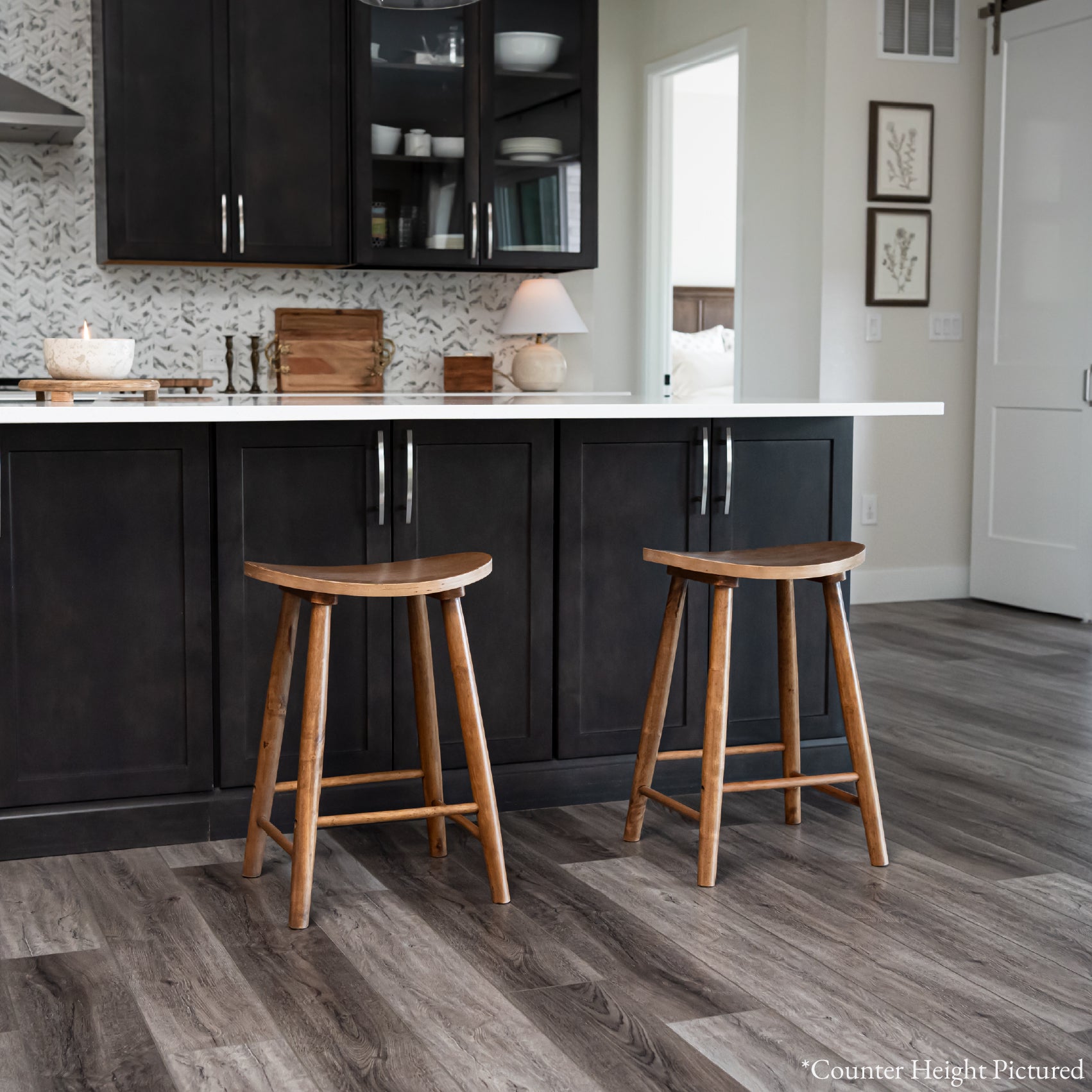 30" Luna Bar Stool in Rustic Natural Wood Finish in Stools by Maven Lane