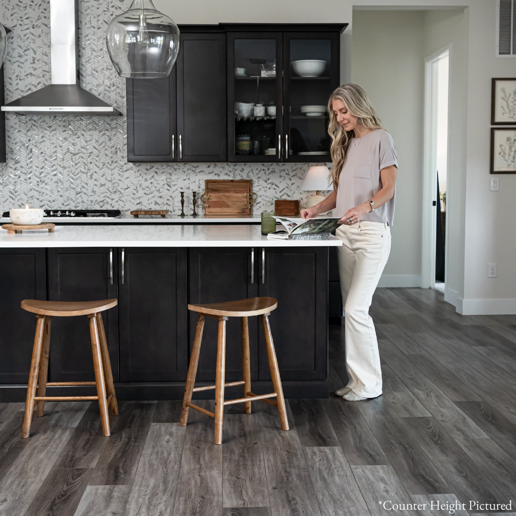 30" Luna Bar Stool in Rustic Natural Wood Finish in Stools by Maven Lane