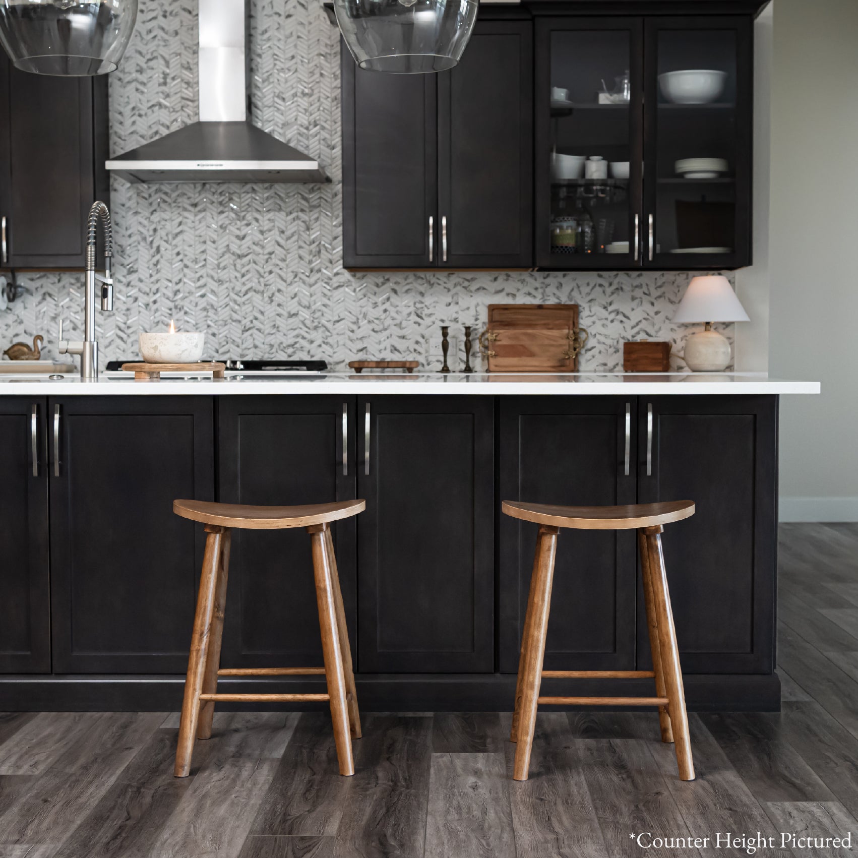 30" Luna Bar Stool in Rustic Natural Wood Finish in Stools by Maven Lane