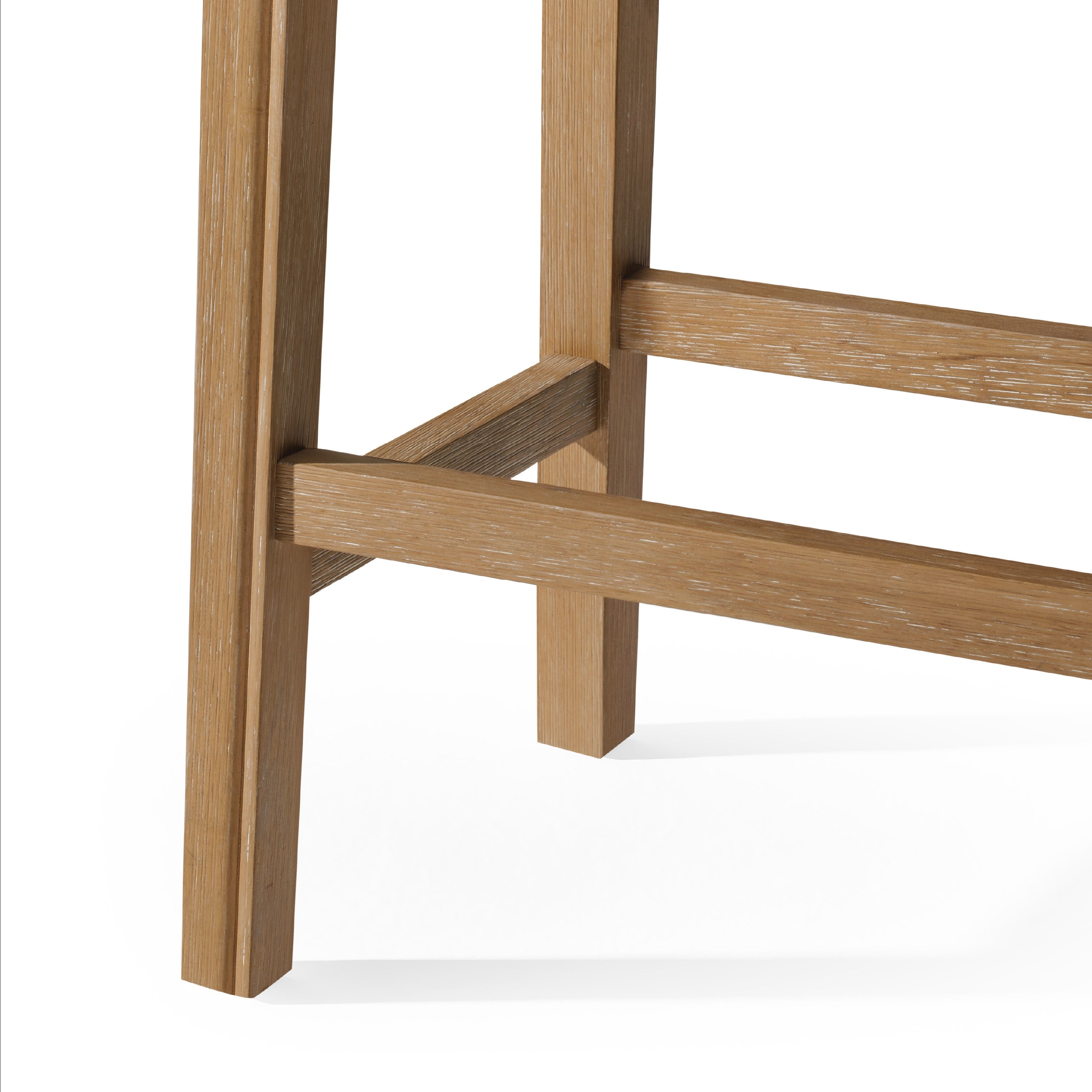 Adrien Saddle Counter Stool in Natural Finish with Beige Faux Leather in Stools by Maven Lane