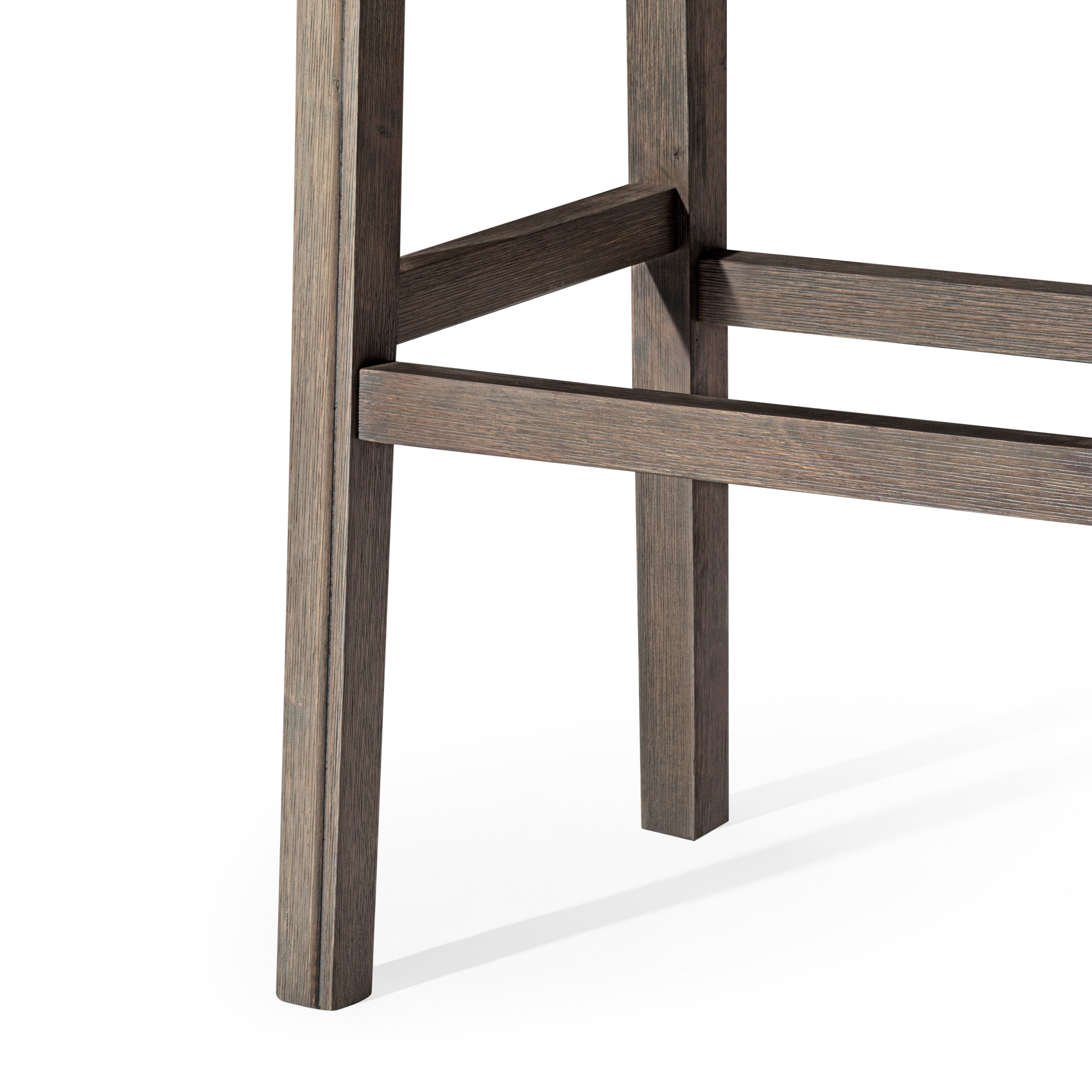 31" Adrien Saddle Bar Stool in Reclaimed Oak with Ronan Stone Vegan Leather in Stools by Maven Lane