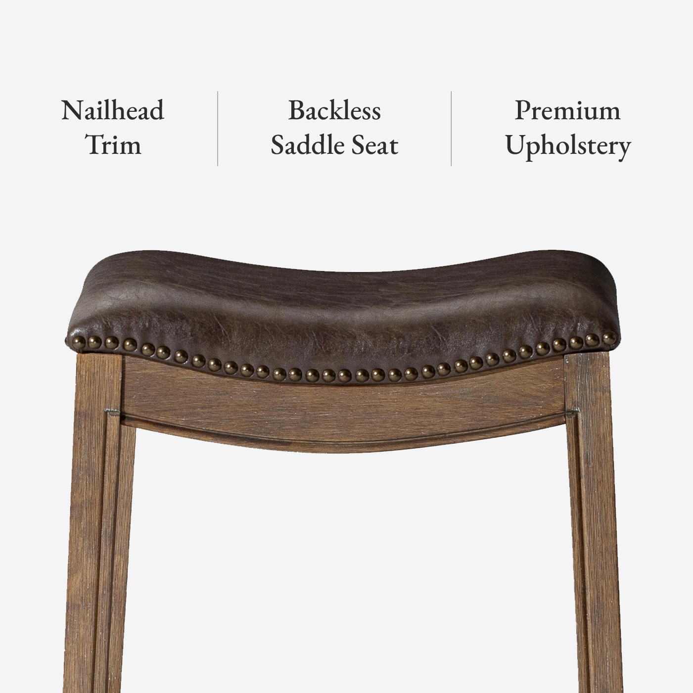 31" Adrien Saddle Bar Stool in Brown Finish with Brown Faux Leather in Stools by Maven Lane