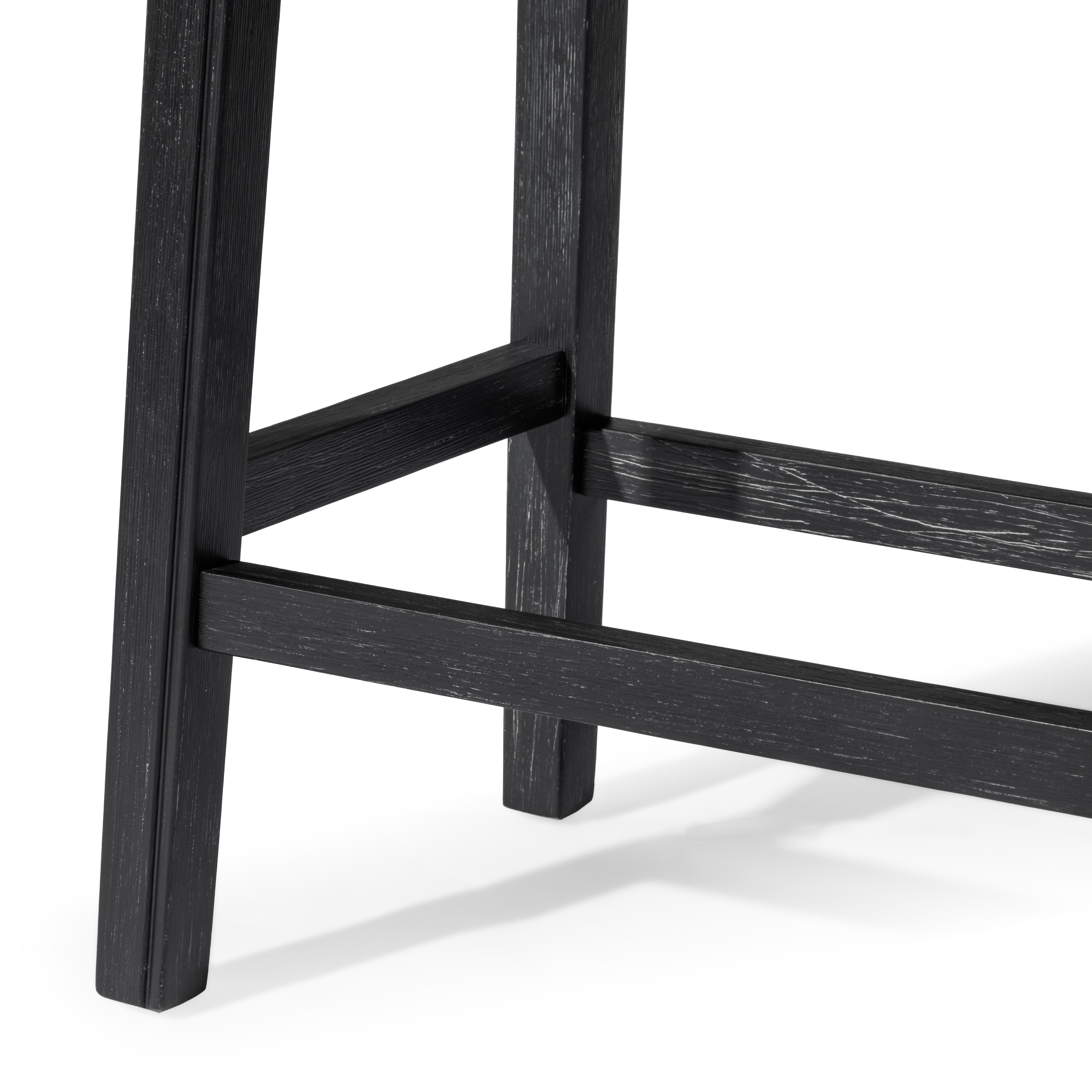 Adrien Saddle Counter Height Kitchen Stool - Aged Black Finish with Snow White Fabric Upholstery in Stools by Maven Lane