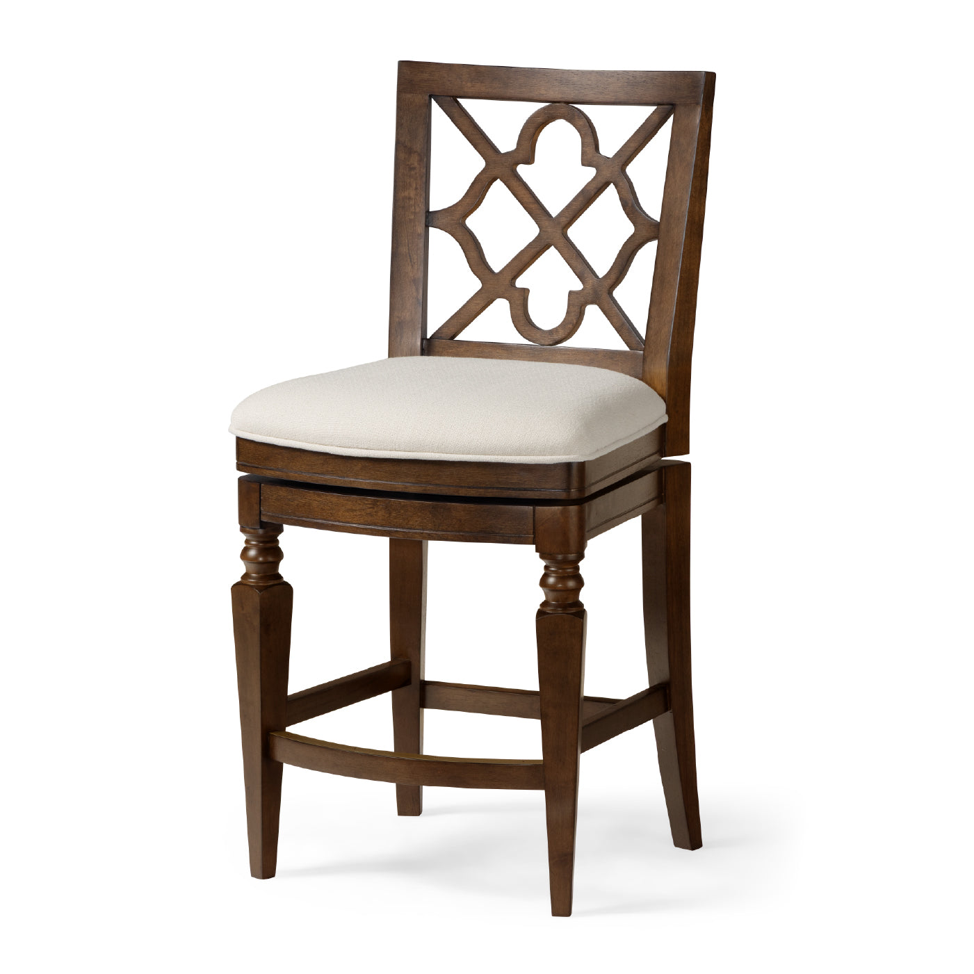 Highland Counter Stool in Brown Finish and Beige Fabric in by Maven Lane