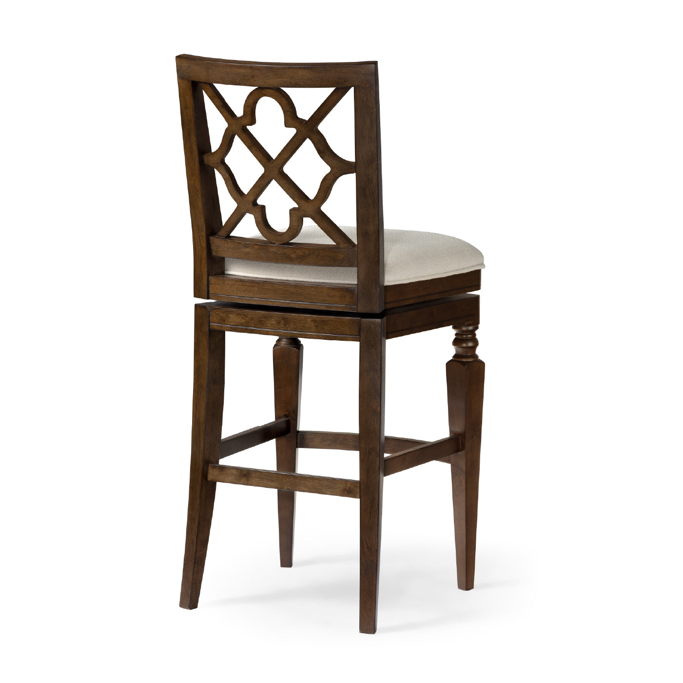 31" Highland Bar Stool in Brown Finish and Beige Fabric in by Maven Lane