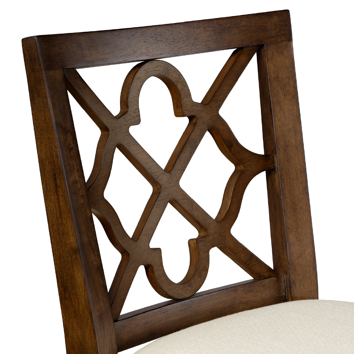 31" Highland Bar Stool in Brown Finish and Beige Fabric in by Maven Lane