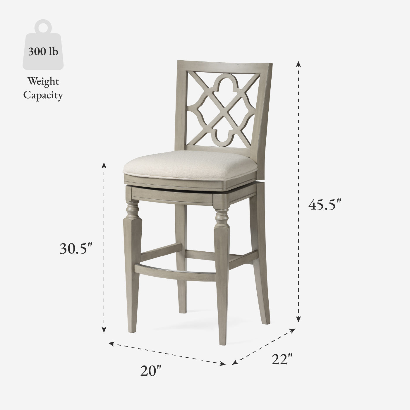 Highland Bar Stool in Grey Finish and Beige Fabric in by Maven Lane