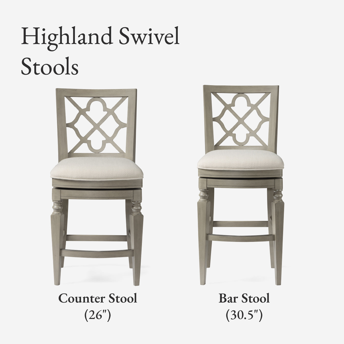 Highland Bar Stool in Grey Finish and Beige Fabric in by Maven Lane