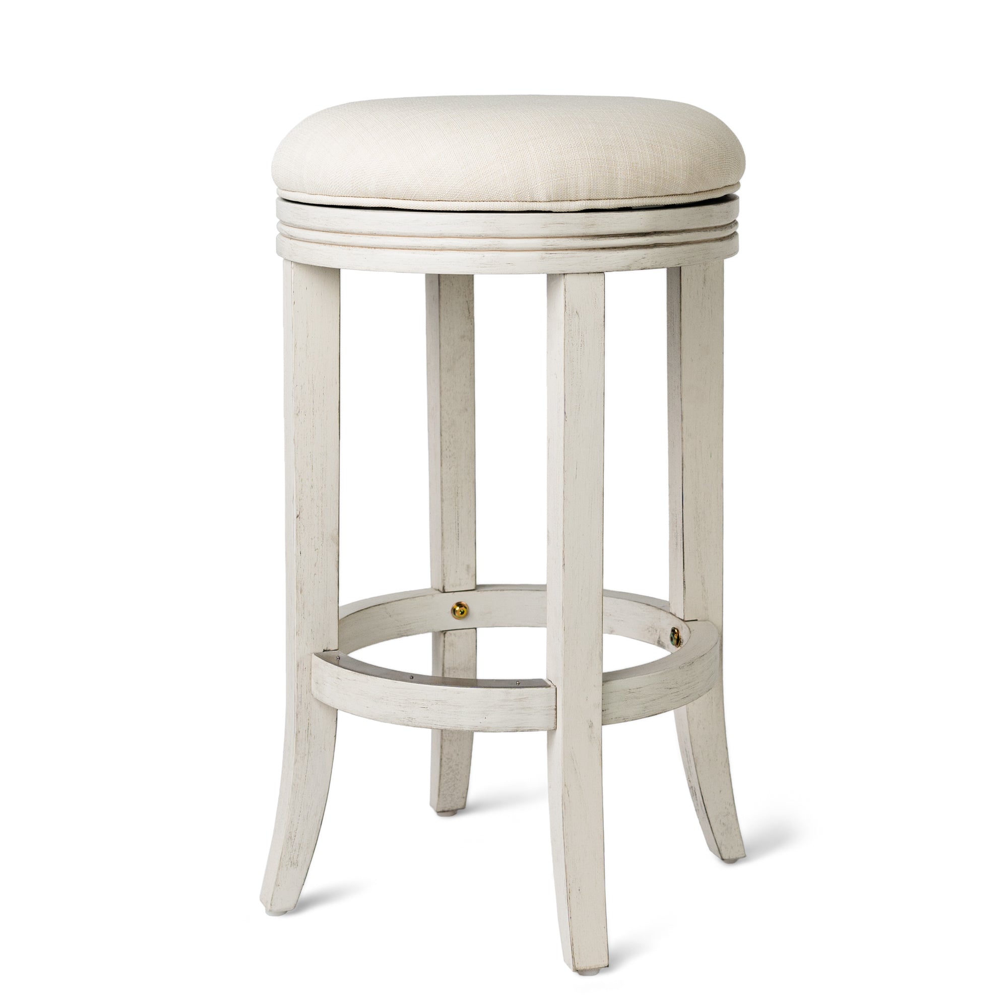 26" Eva Counter Height Kitchen Stool - White Oak Finish with Natural Fabric Upholstery in Stools by Maven Lane