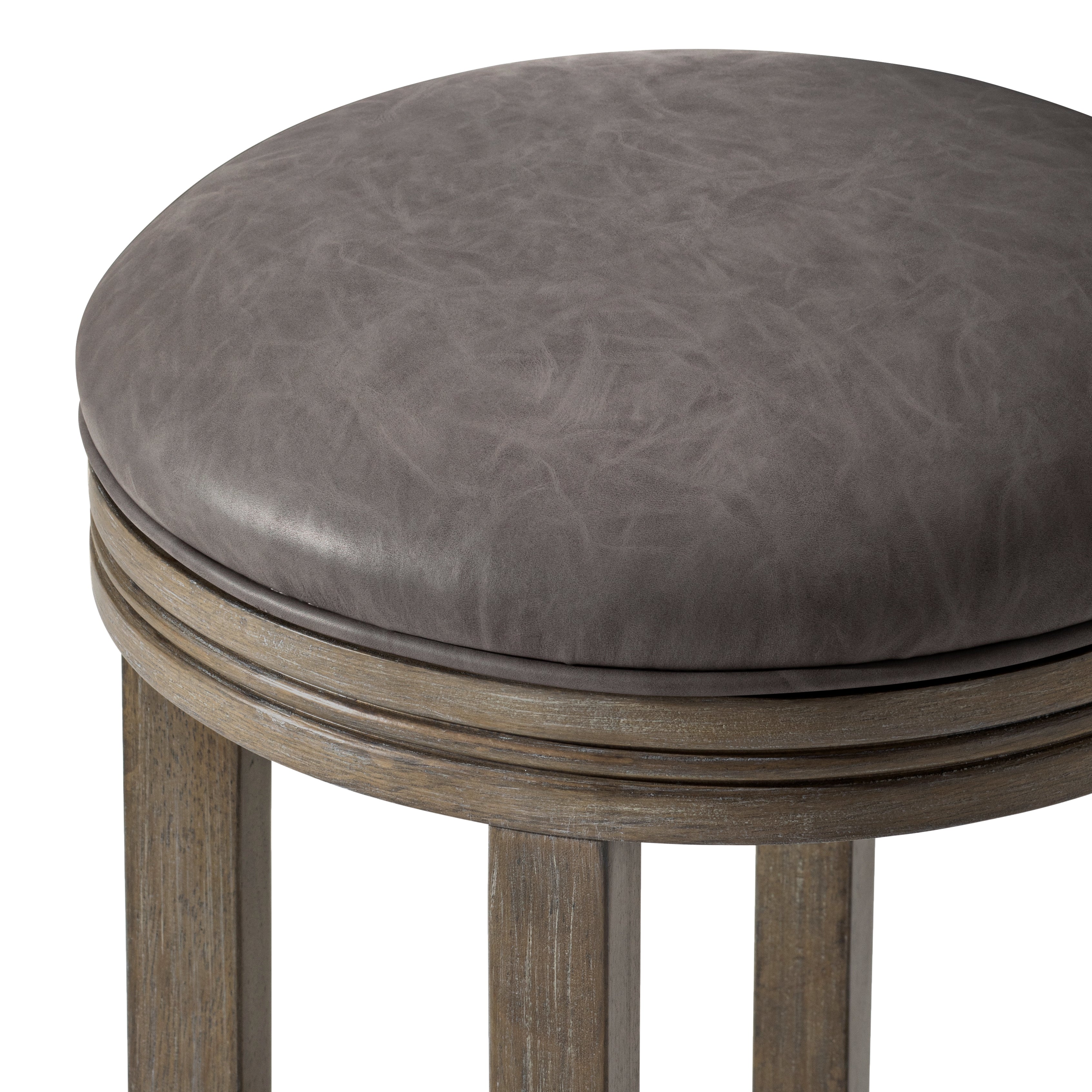 26" Eva Counter Height Kitchen Stool - Reclaimed Oak Finish with Ronan Stone Vegan Leather in Stools by Maven Lane