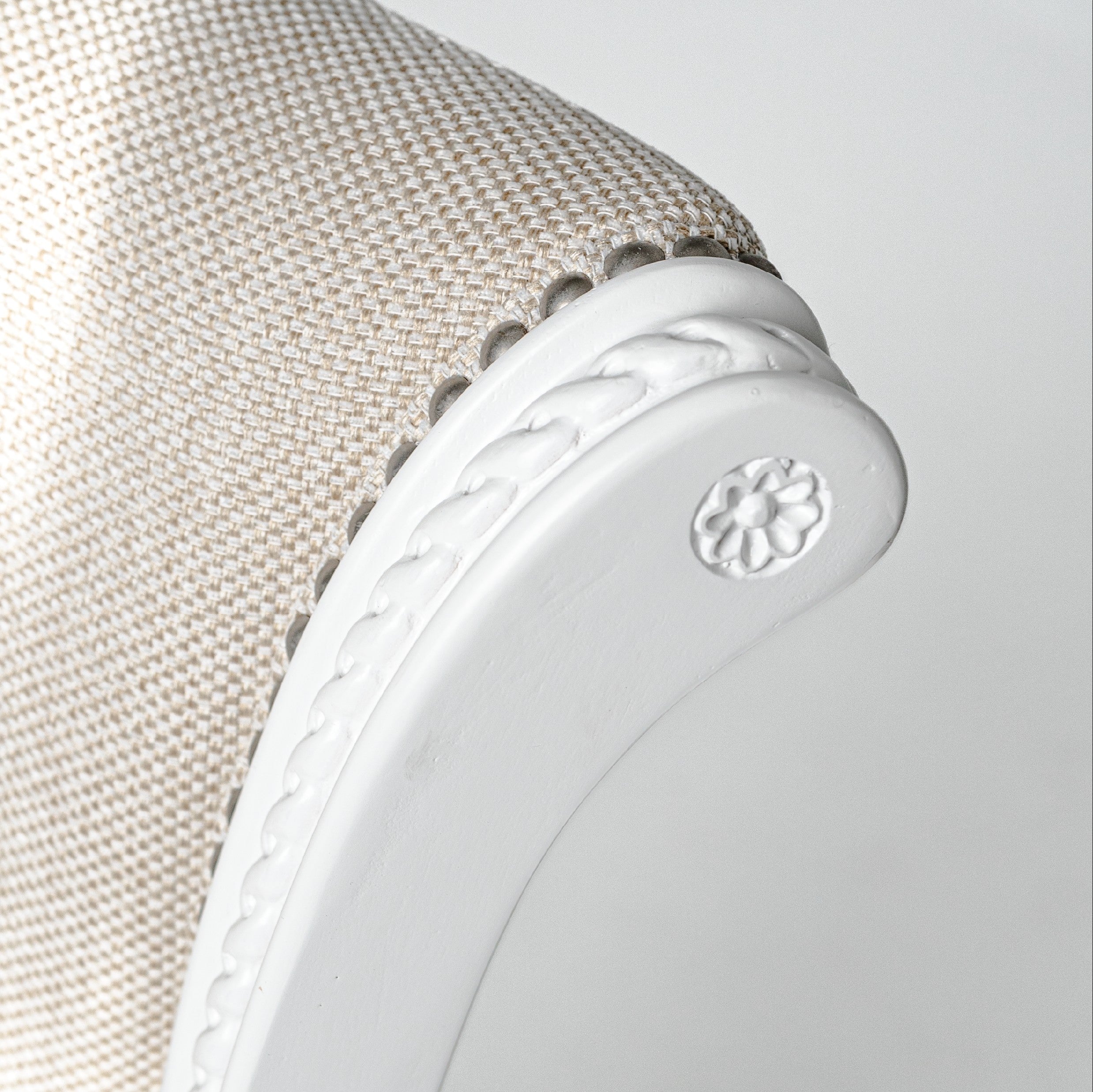 26" Pullman Counter Stool in White Finish with Natural Fabric in Stools by Maven Lane