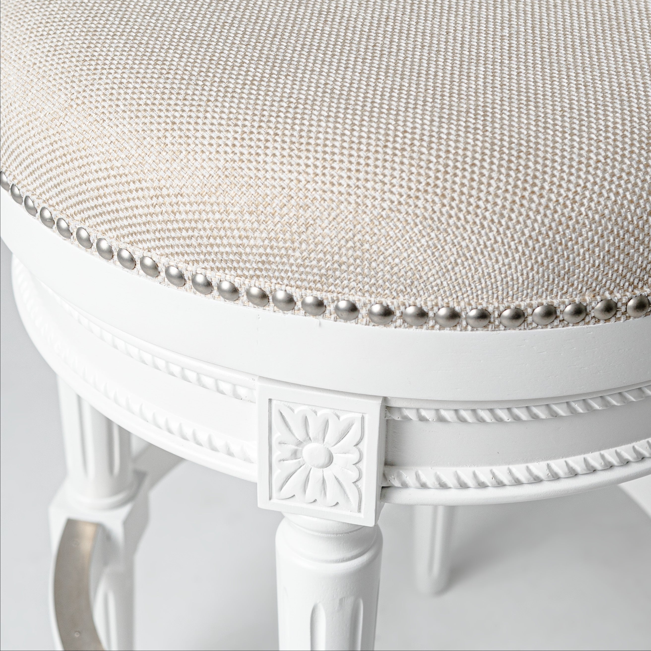 26" Pullman Counter Stool in White Finish with Natural Fabric in Stools by Maven Lane