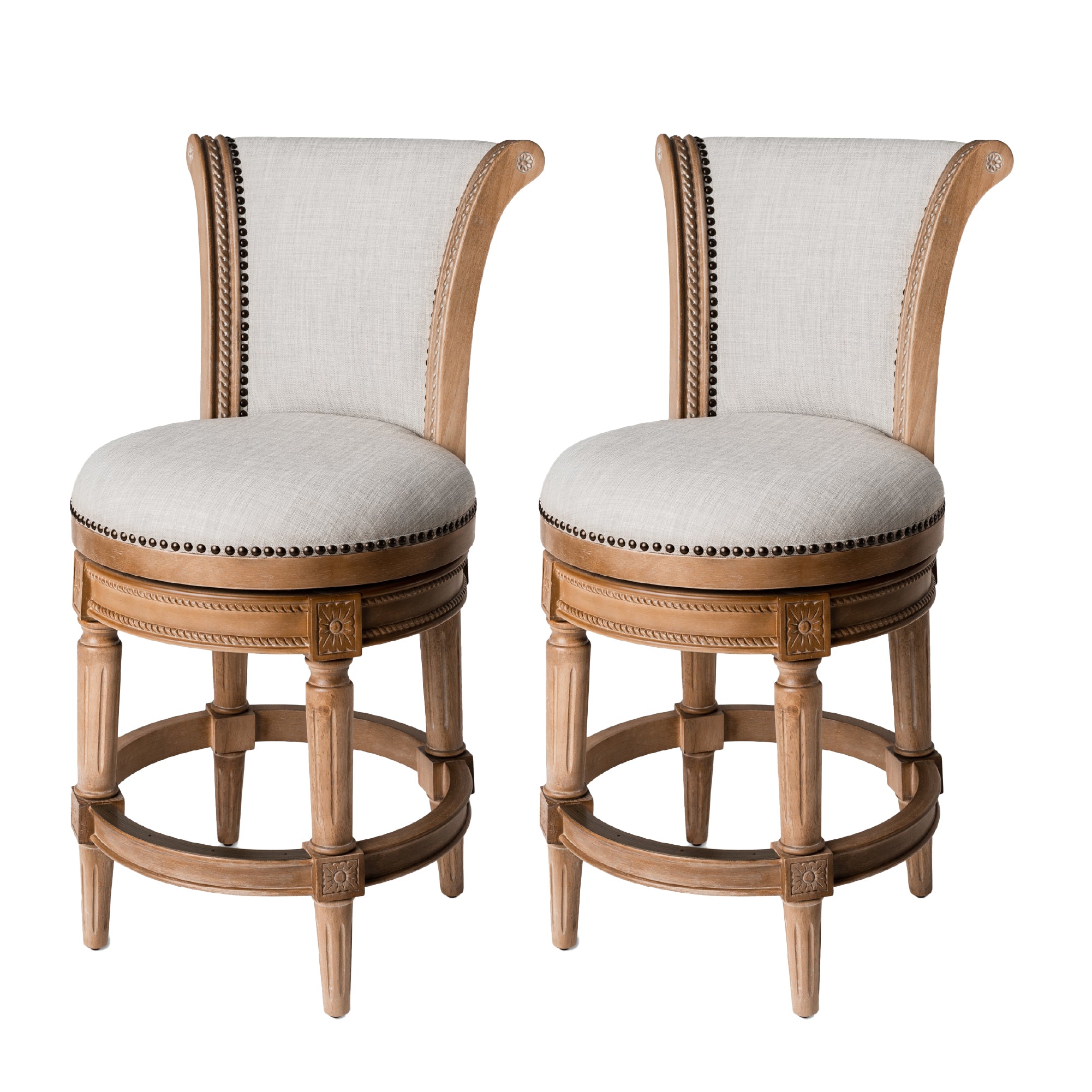 26" Pullman Counter Stool in Light Brown Finish with Natural Fabric (Set of 2) in Stools by Maven Lane