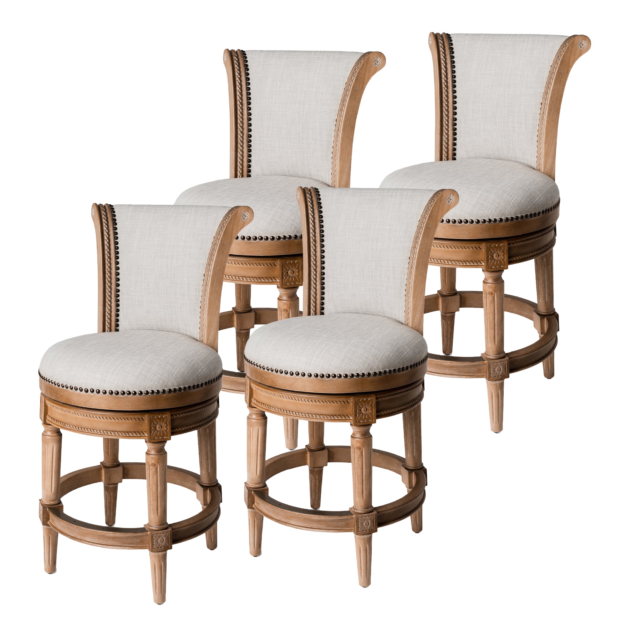 26" Pullman Counter Stool in Light Brown Finish with Natural Fabric (Set of 4) in Stools by Maven Lane