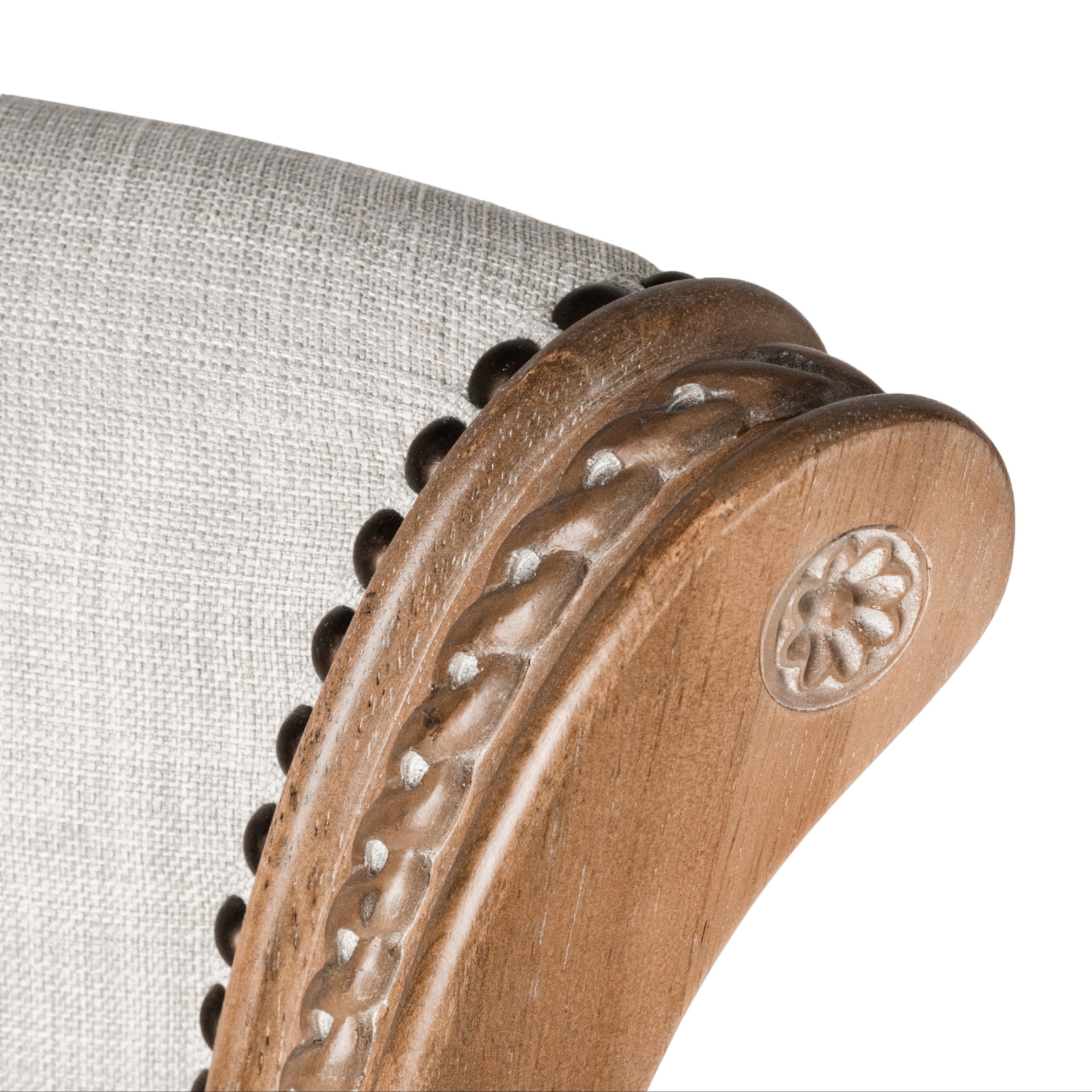 26" Pullman Counter Stool in Natural Finish with Light Grey Fabric Upholstery in Stools by Maven Lane