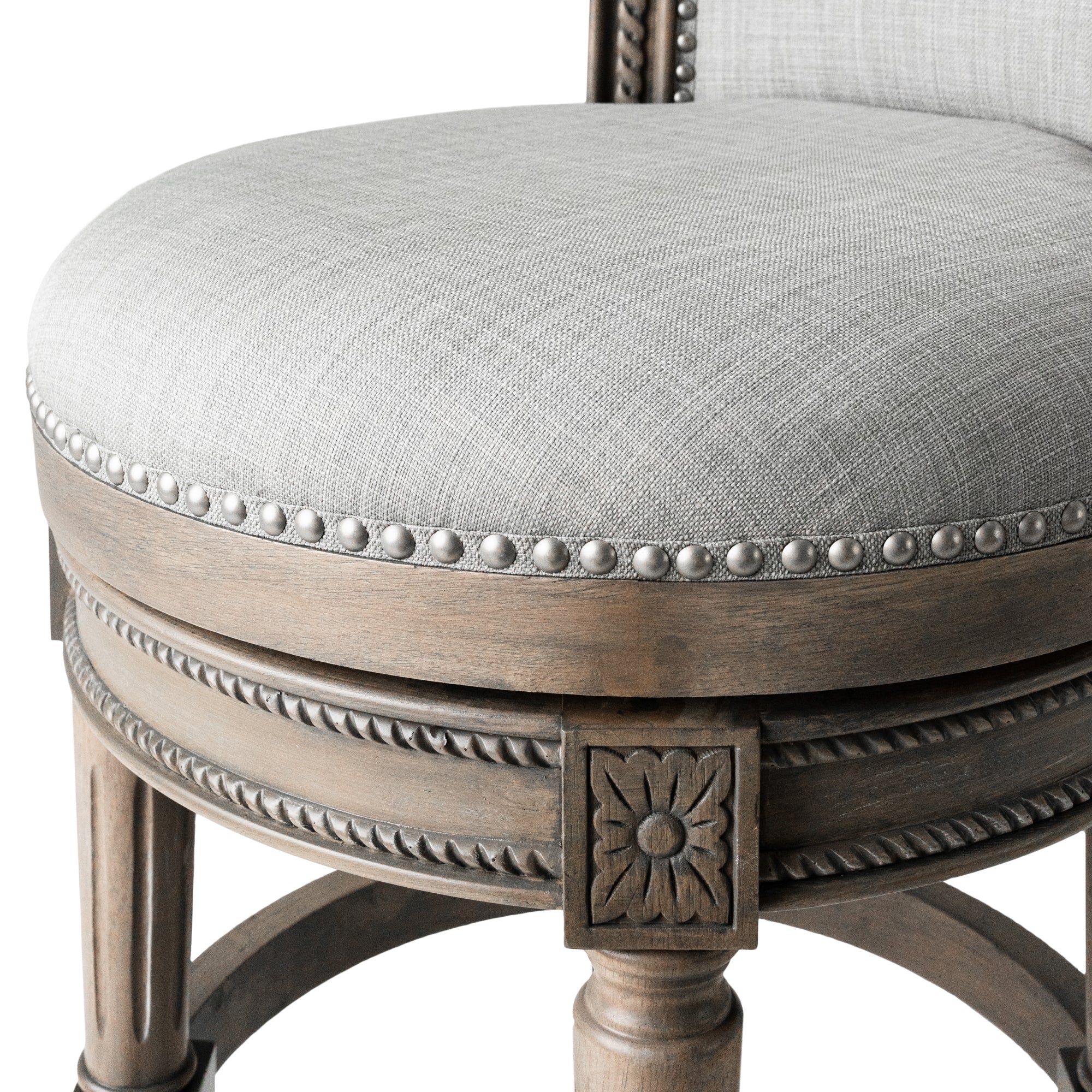 31" Pullman Bar Stool in Grey Finish with Grey Fabric (Set of 4) in Stools by Maven Lane