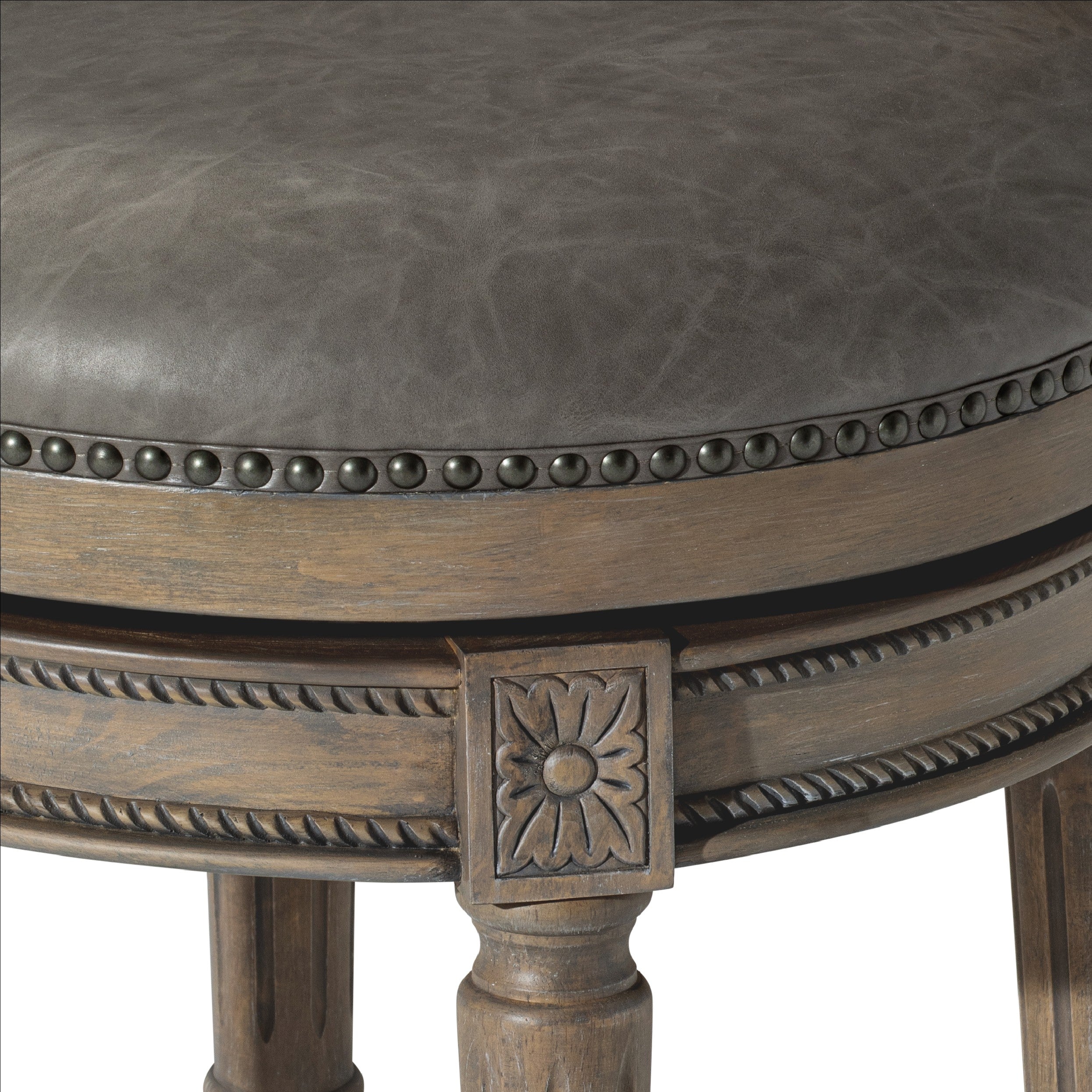 31" Pullman Bar Stool in Grey Finish with Grey Faux Leather in Stools by Maven Lane