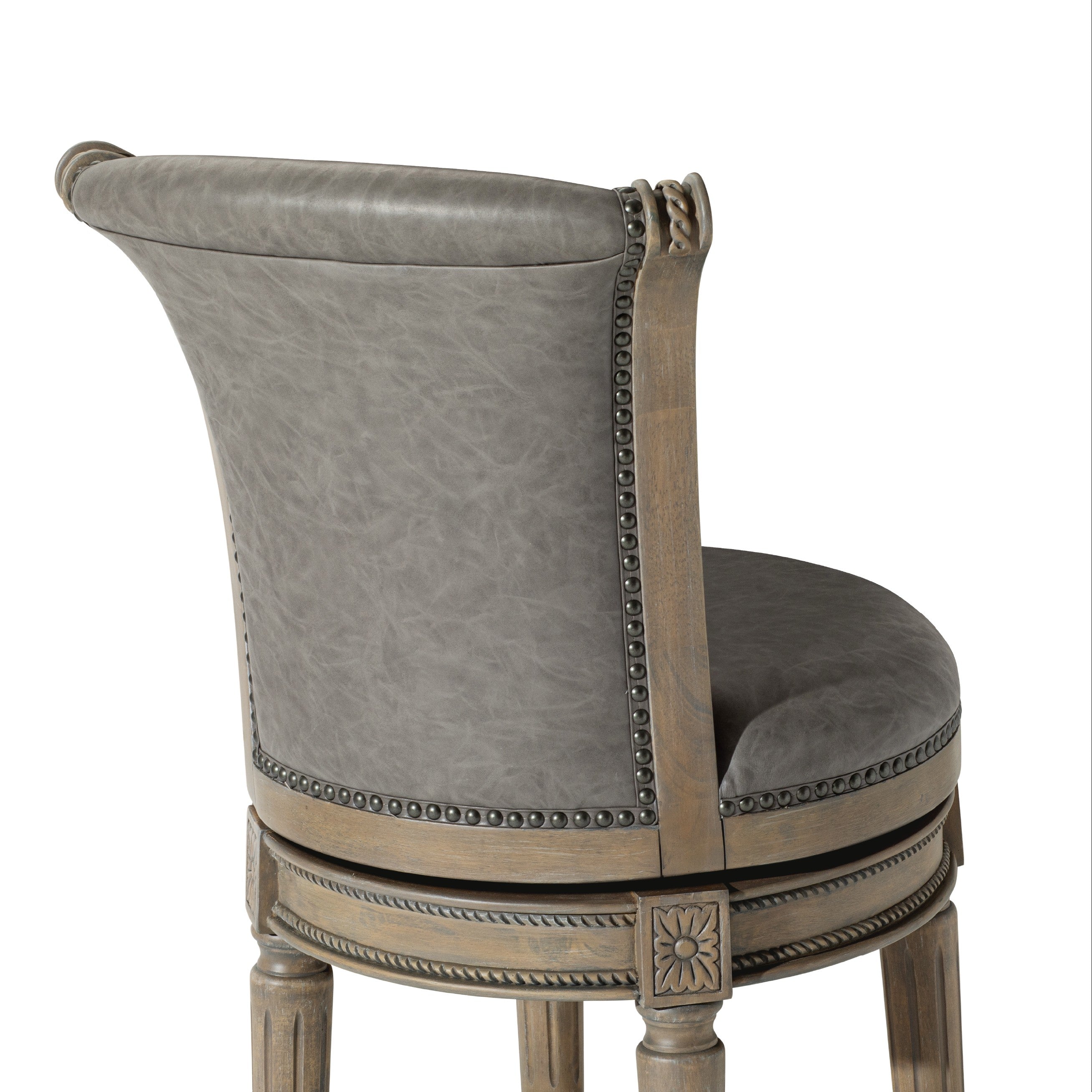 31" Pullman Bar Stool in Grey Finish with Grey Faux Leather in Stools by Maven Lane